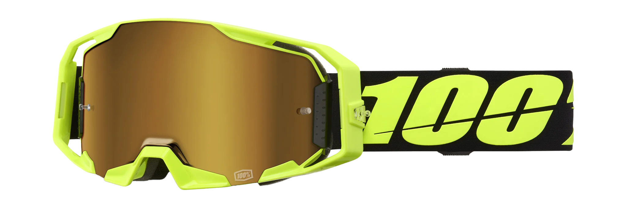 100% Motocross Goggle ARmatic Neon Yellow - Mirror True Gold