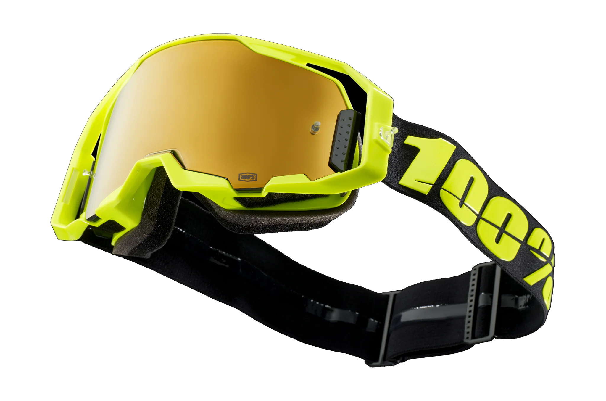 100% Motocross Goggle ARmatic Neon Yellow - Mirror True Gold