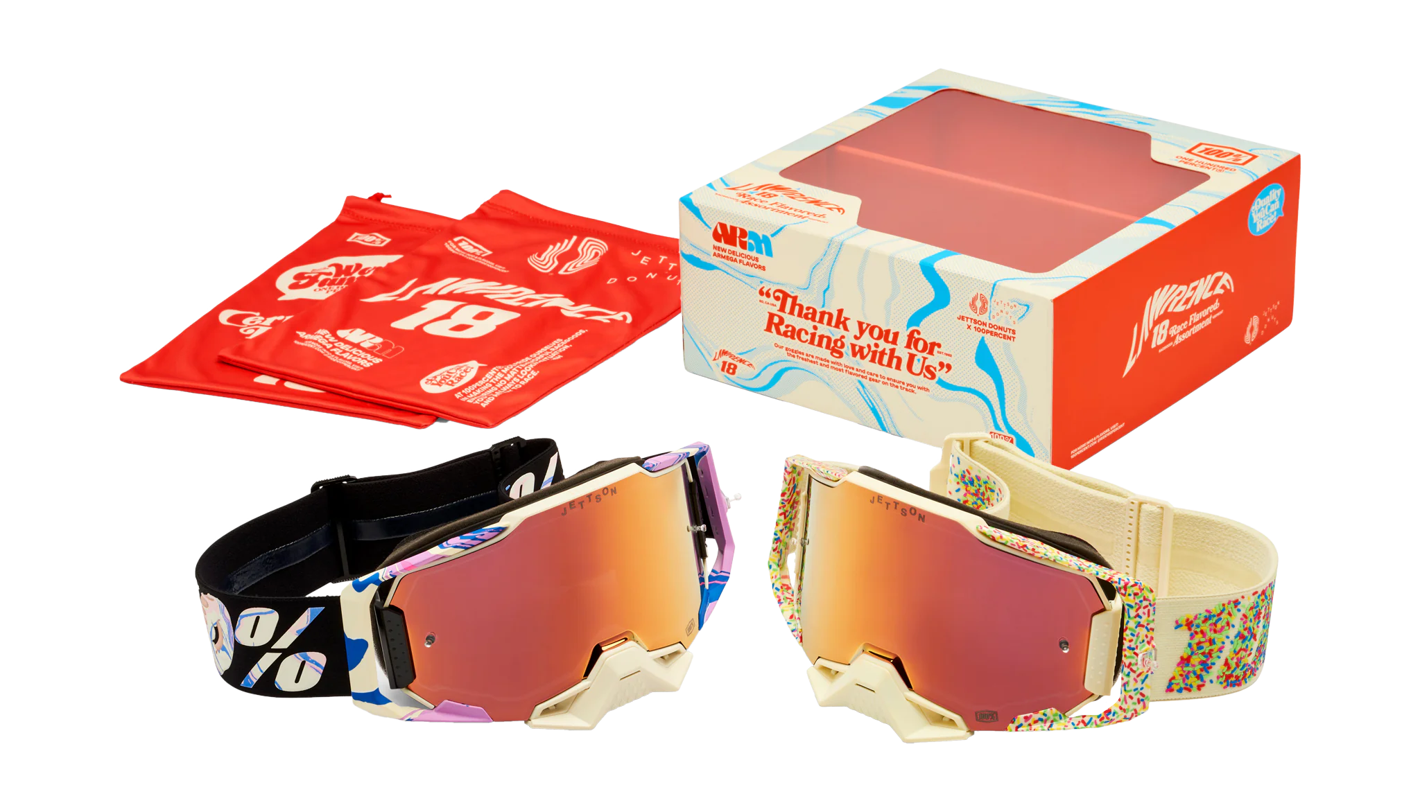 100% Motocross Goggle Armega Donut Jett Lawrence - Mirror Multi - 2 Pcs