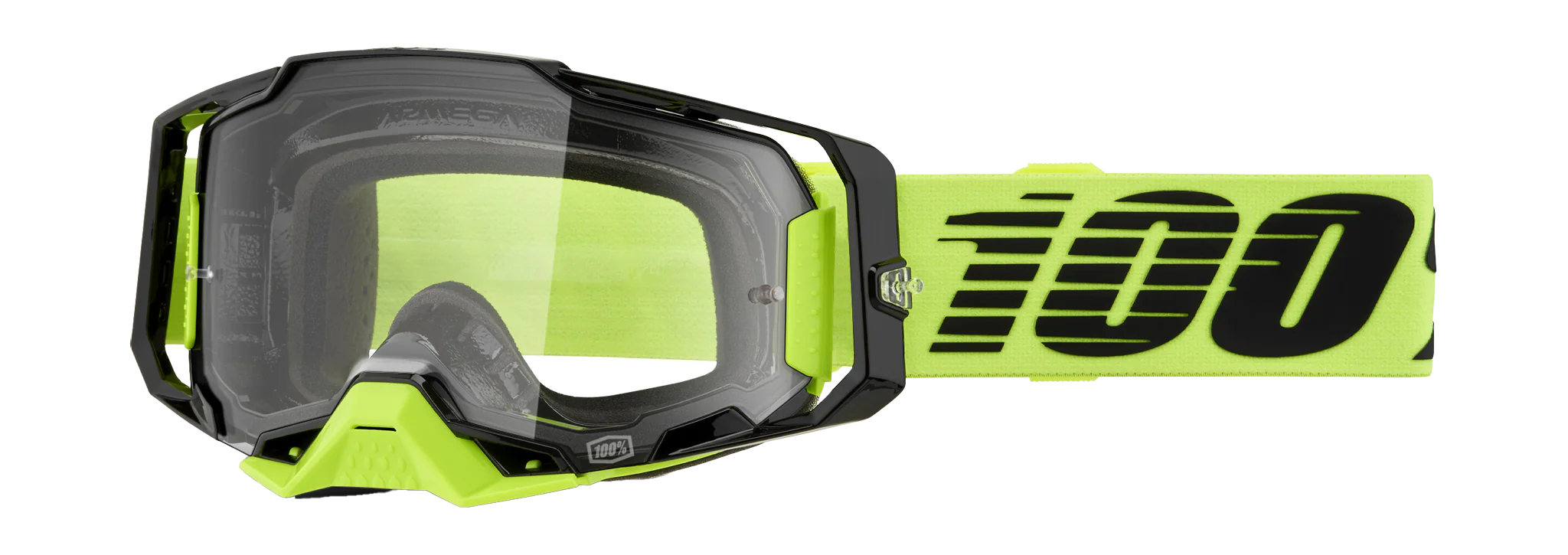 100% Motocross Goggle Armega Neon Yellow - Clear