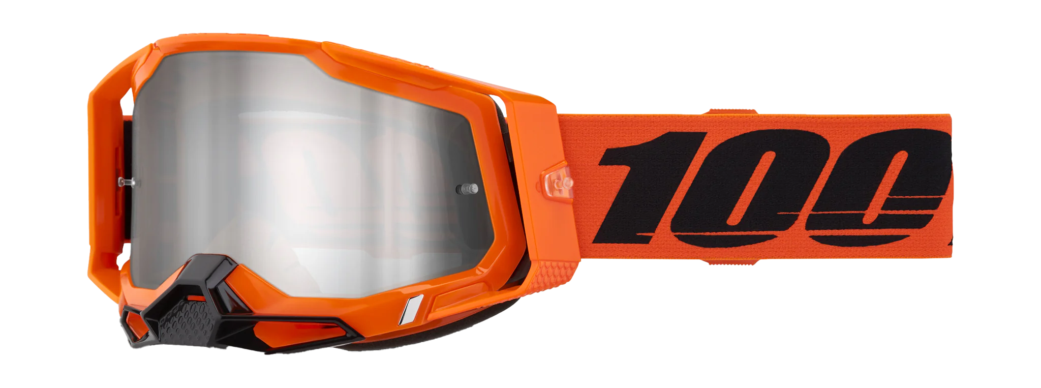 100% Motocross Goggle Racecraft 2 Neon Orange - Mirror Silver Flash