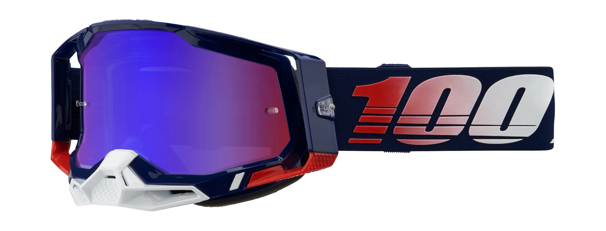 100% Motocross Goggle Racecraft 2 Republic - Mirror Red / Blue