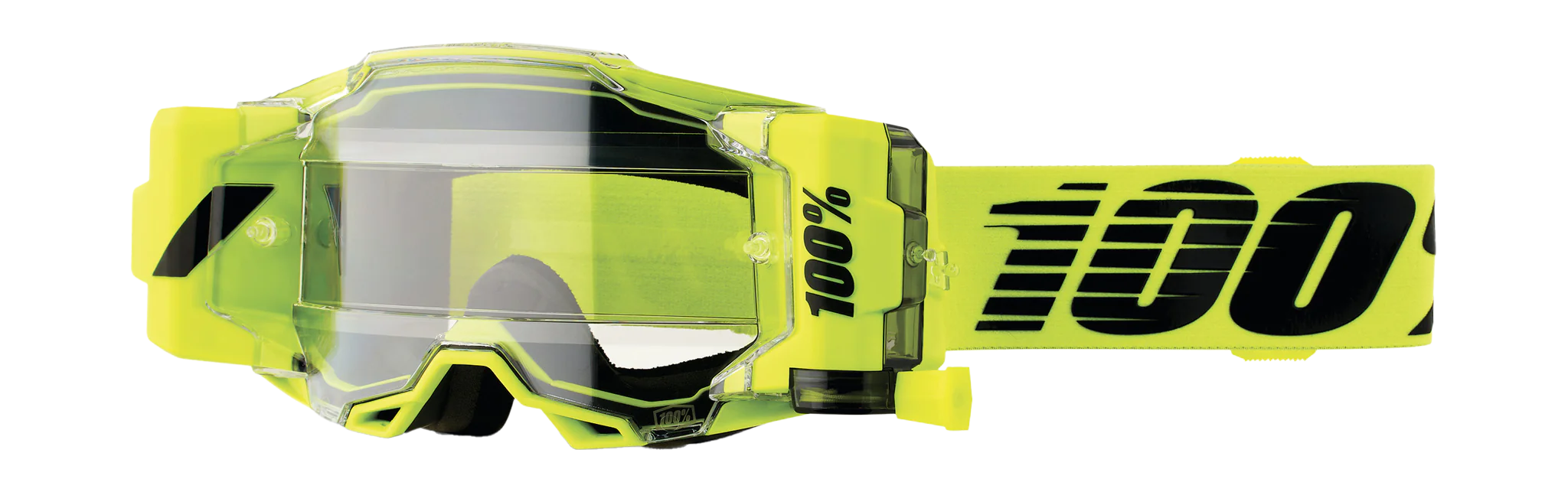100% Motocross Goggle Roll-Off Armega Forecast Nuclear Citrus - Clear