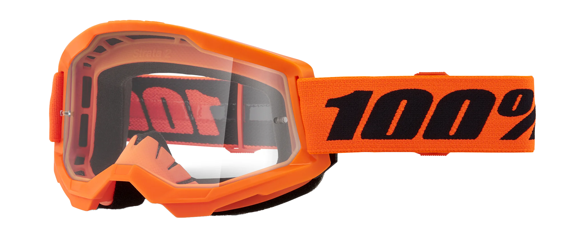100% Motocross Goggle Strata 2 Neon Orange - Clear
