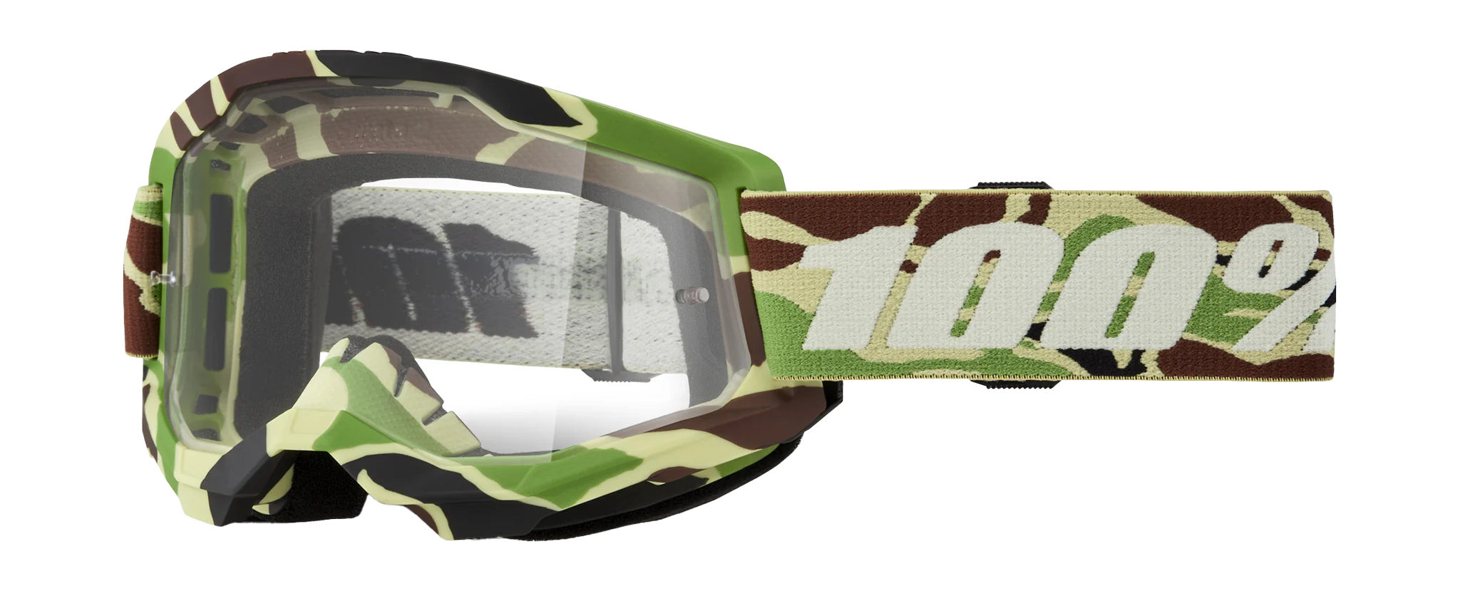 100% Motocross Goggle Strata 2 War Camo - Clear