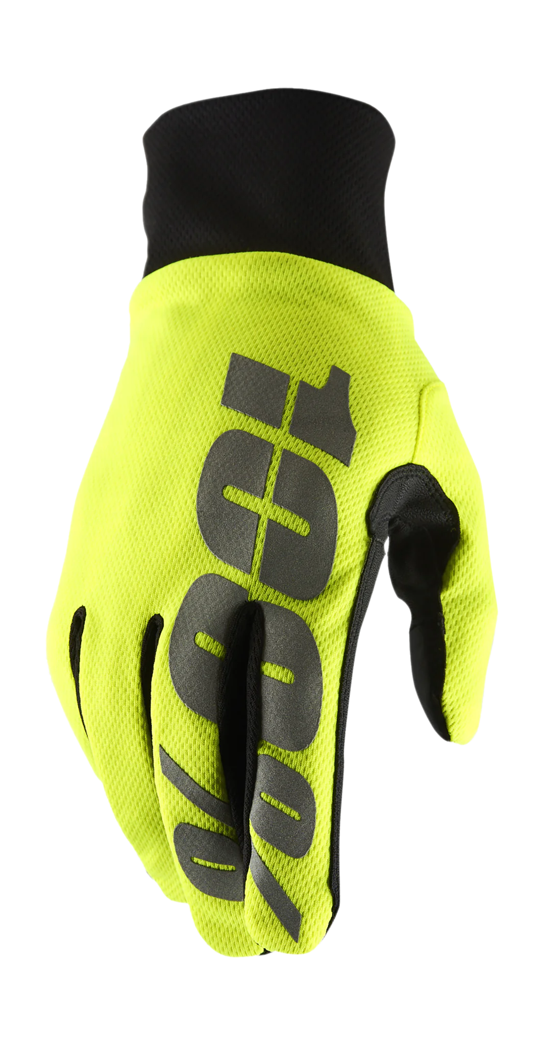 100% Motocross Gloves Winter Hydromatic Waterproof - Neon Yellow
