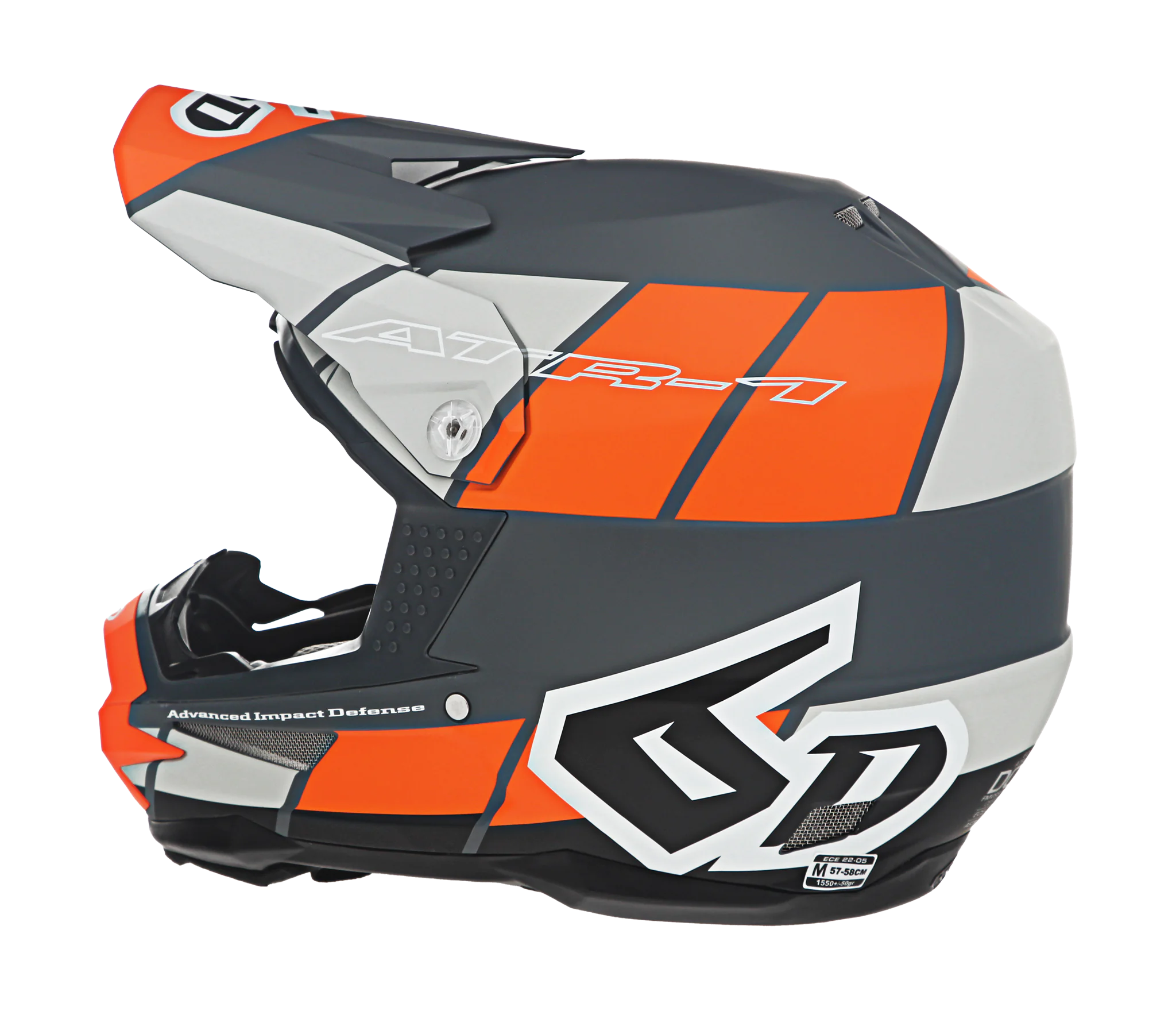 6D Motocross Helmet ATR-1 Shear - Orange / Grey / Black