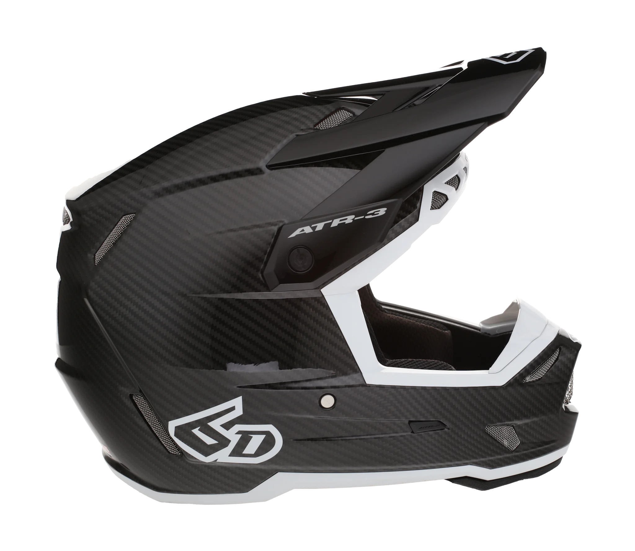 6D Motocross Helmet ATR-3 FIM Solid - Black / White