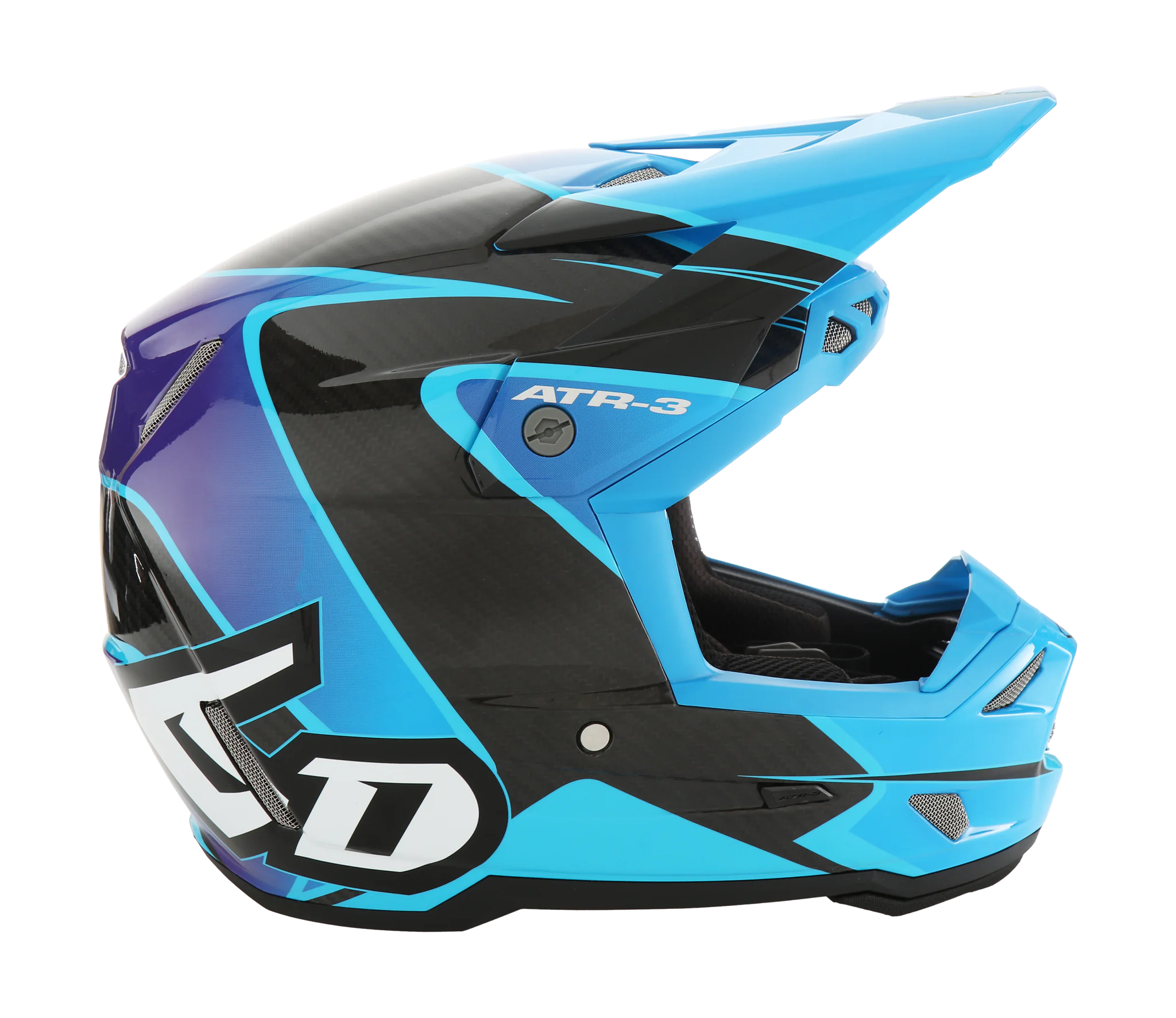 6D Motocross Helmet ATR-3 FIM Wave - Cyan / Blue / Purple