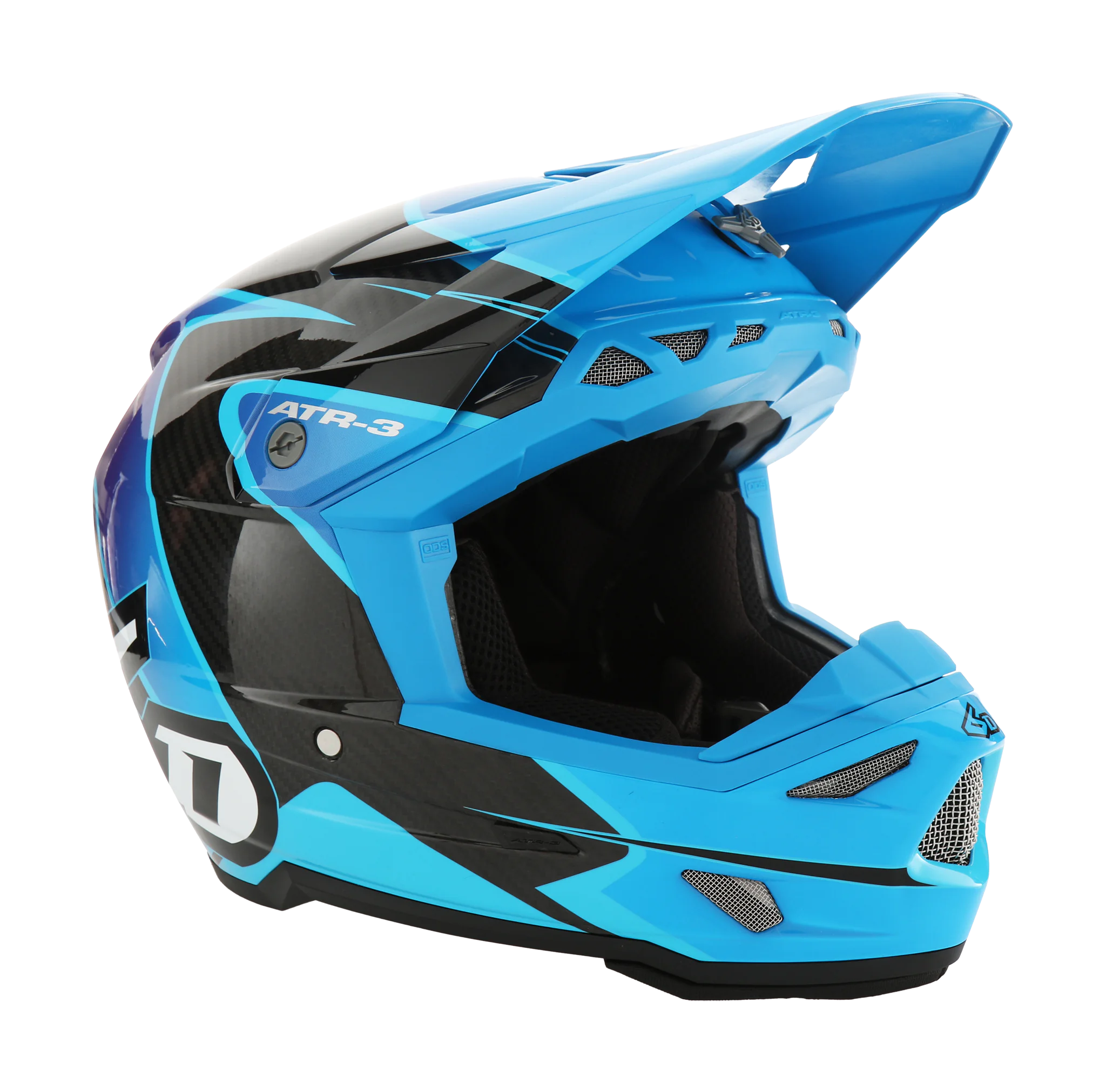 6D Motocross Helmet ATR-3 FIM Wave - Cyan / Blue / Purple