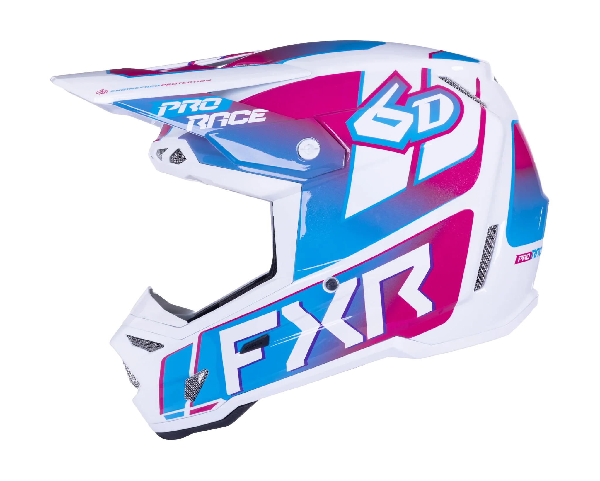 6D Motocross Helmet ATR-3 FXR - Blue Razz / White