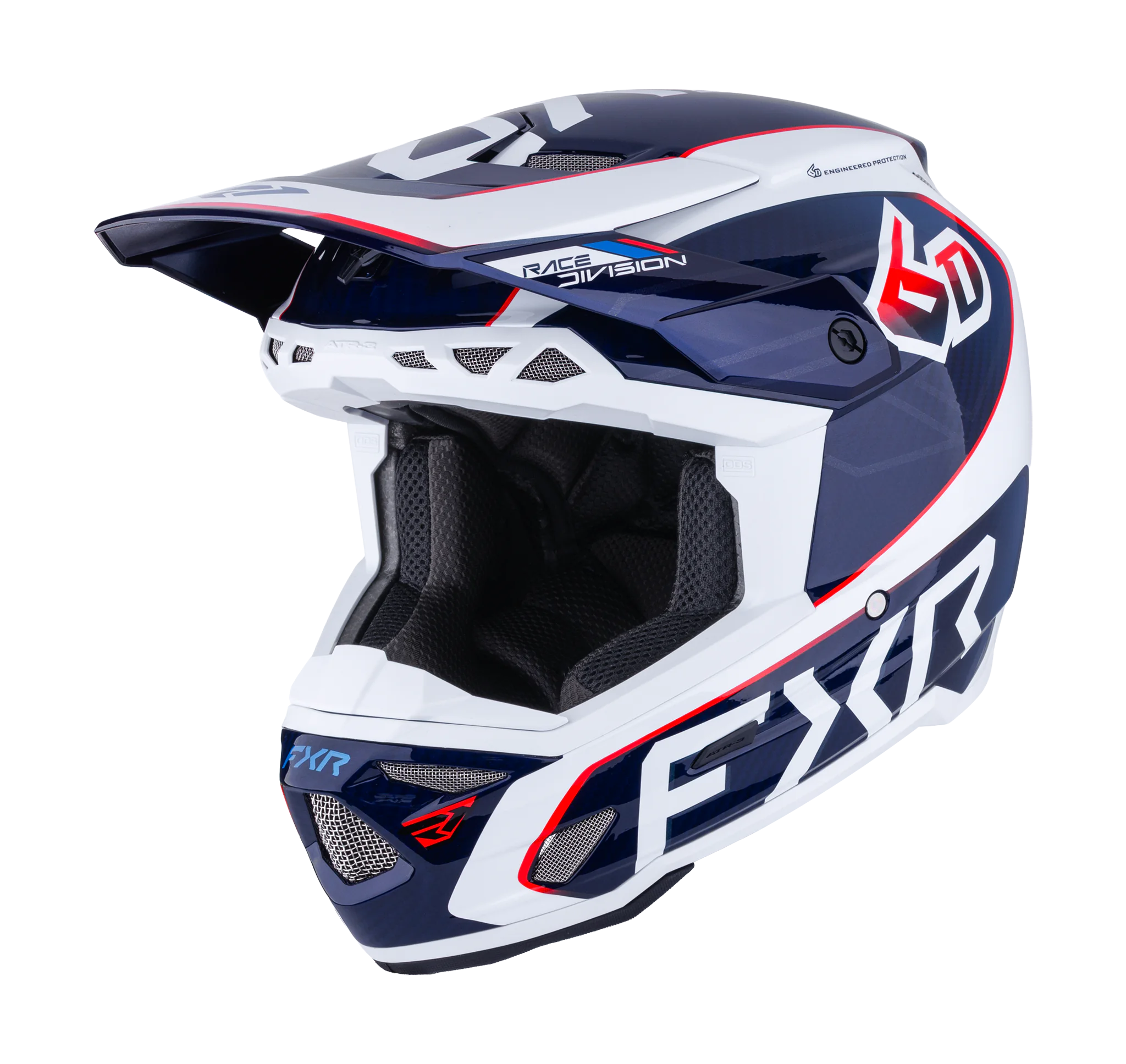 6D Motocross Helmet ATR-3 FXR - White / Red / Blue