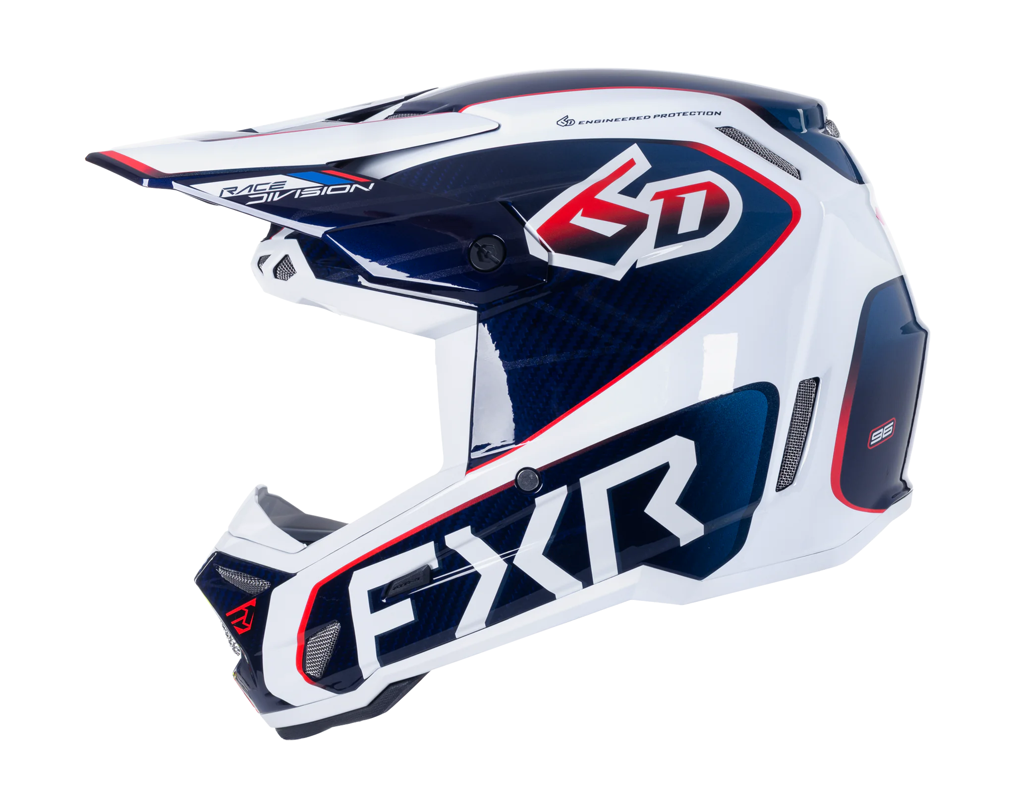 6D Motocross Helmet ATR-3 FXR - White / Red / Blue