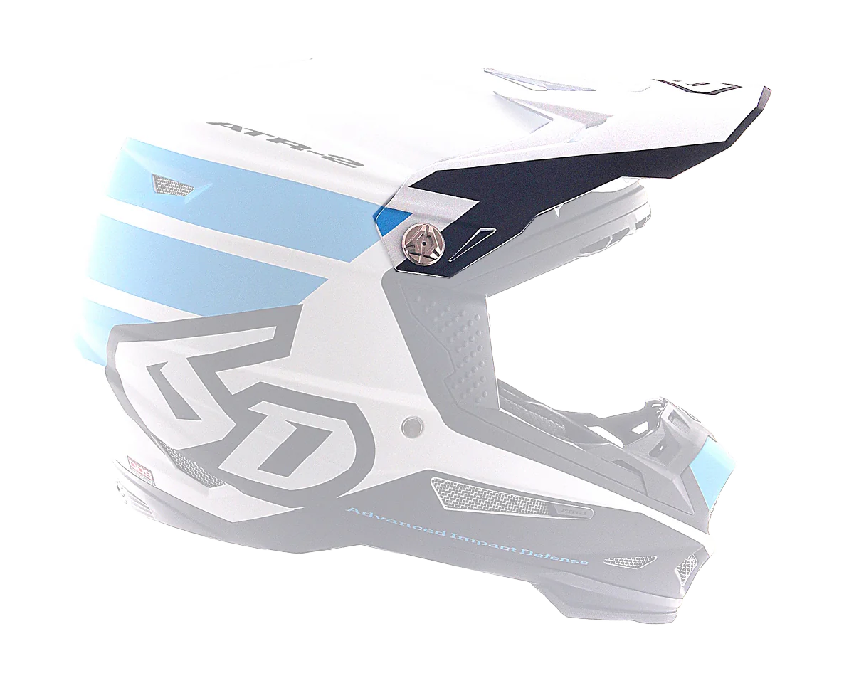 6D Helmet Visor ATR-2 Stripe - Cyan / White