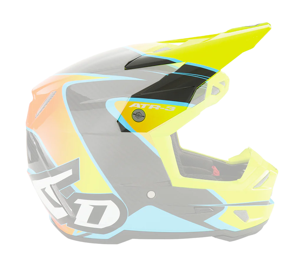 6D Youth Helmet Visor ATR-3Y Wave - Cyan / Neon Orange / Yellow