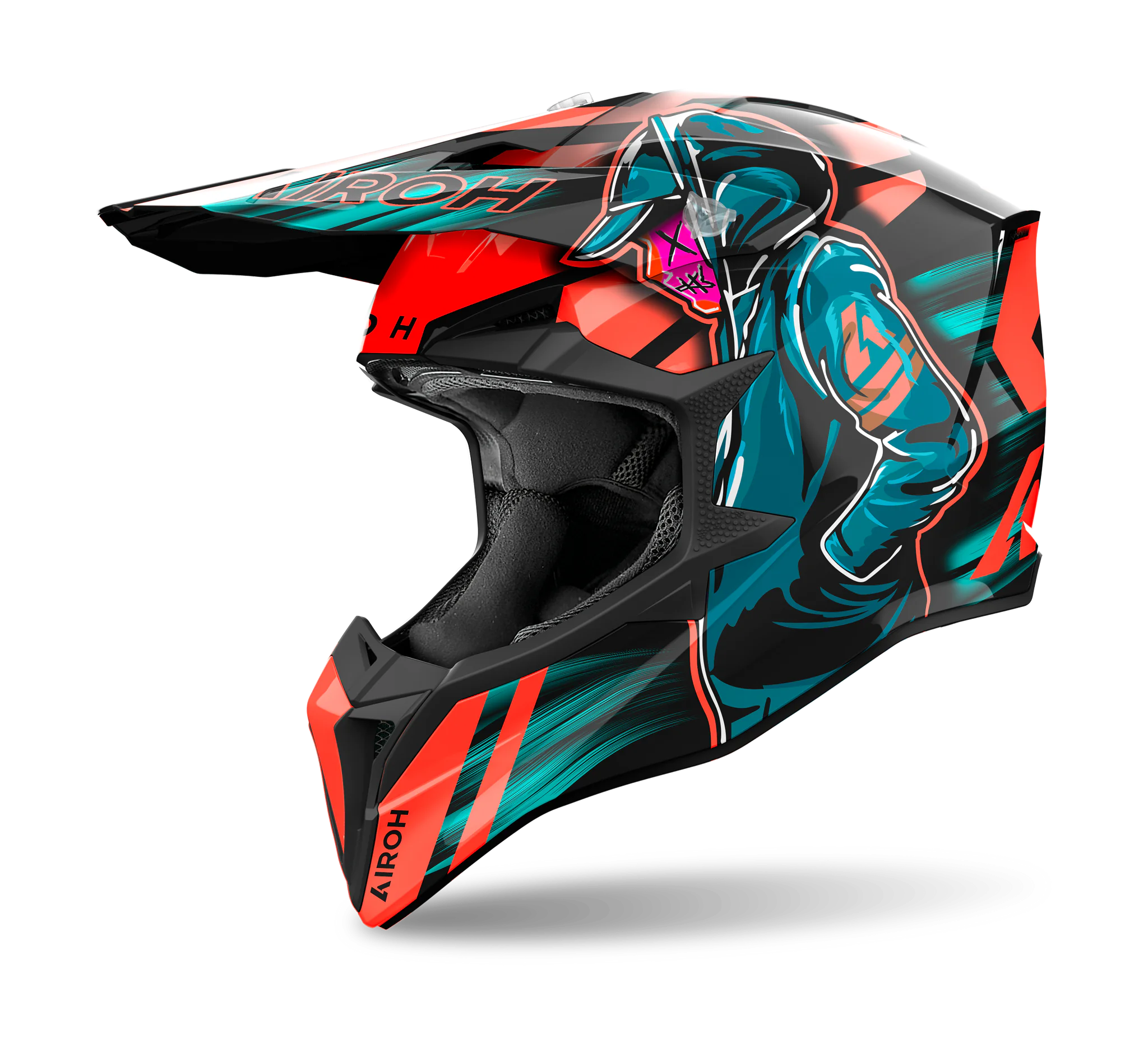 Airoh Motocross Helmet Wraap Cyber - Gloss Orange