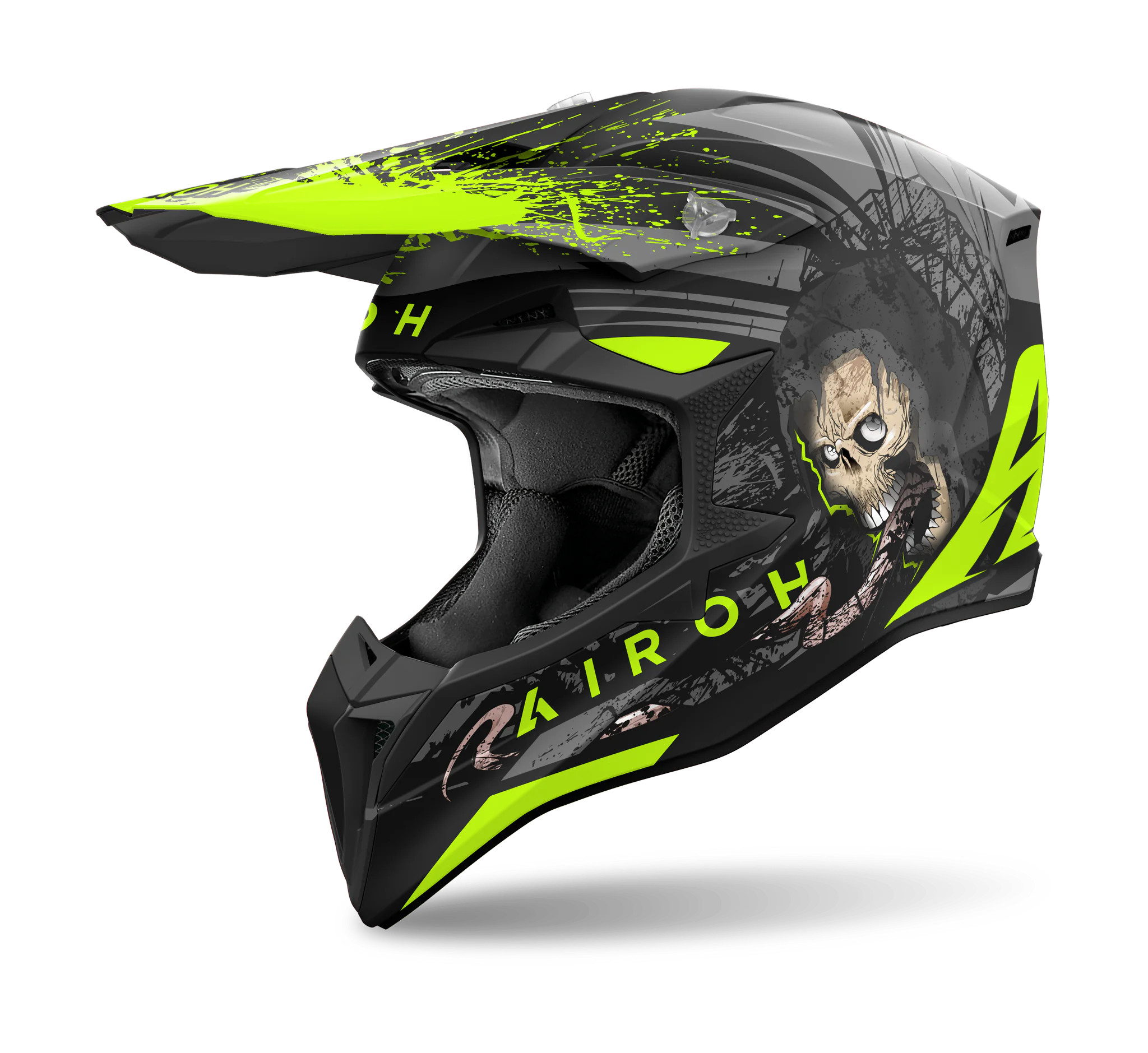 Airoh Motocross Helmet Wraap Darkness - Matte Fluo Yellow / Black
