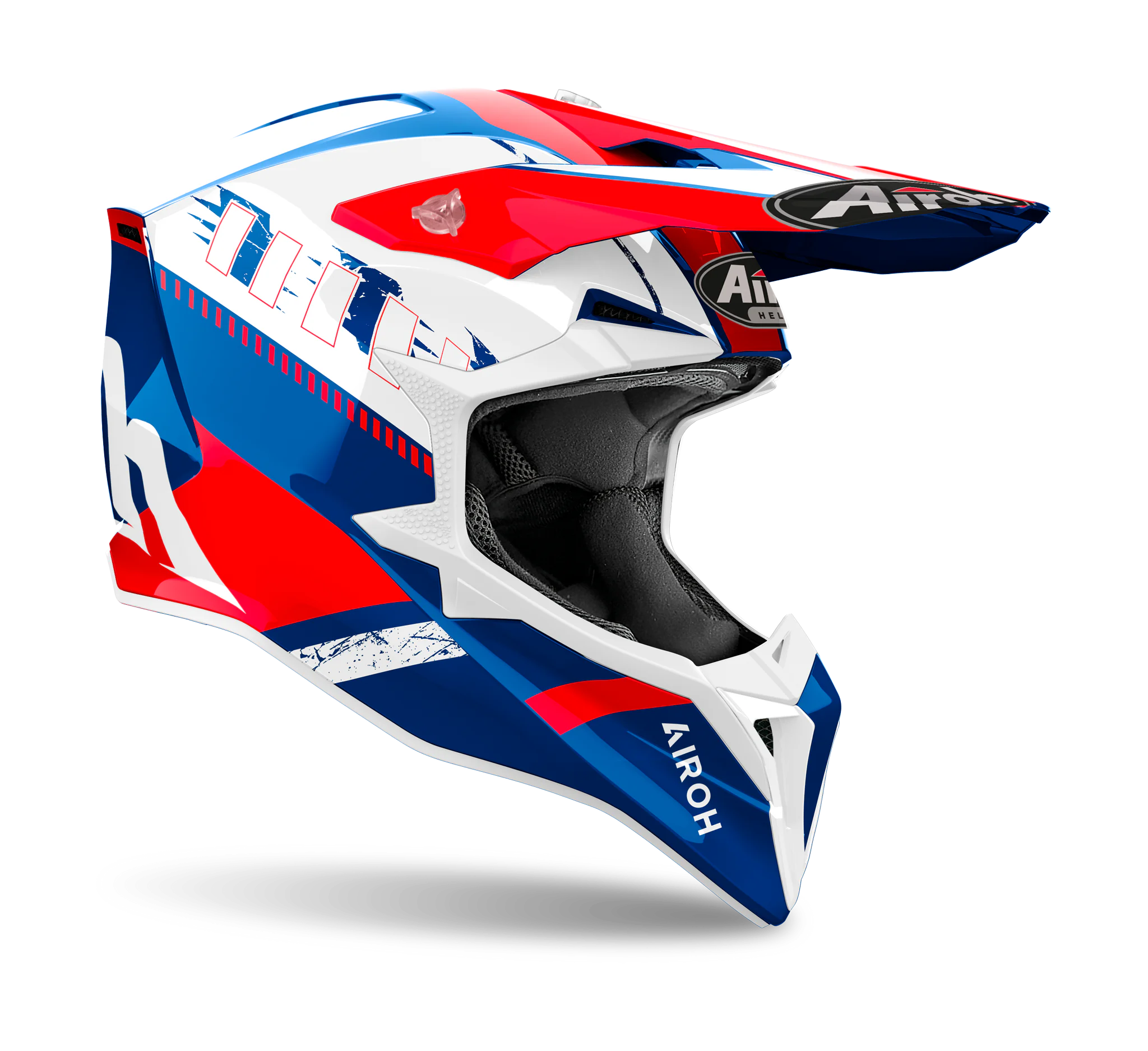 Airoh Motocross Helmet Wraap Feel - Gloss Blue / Red