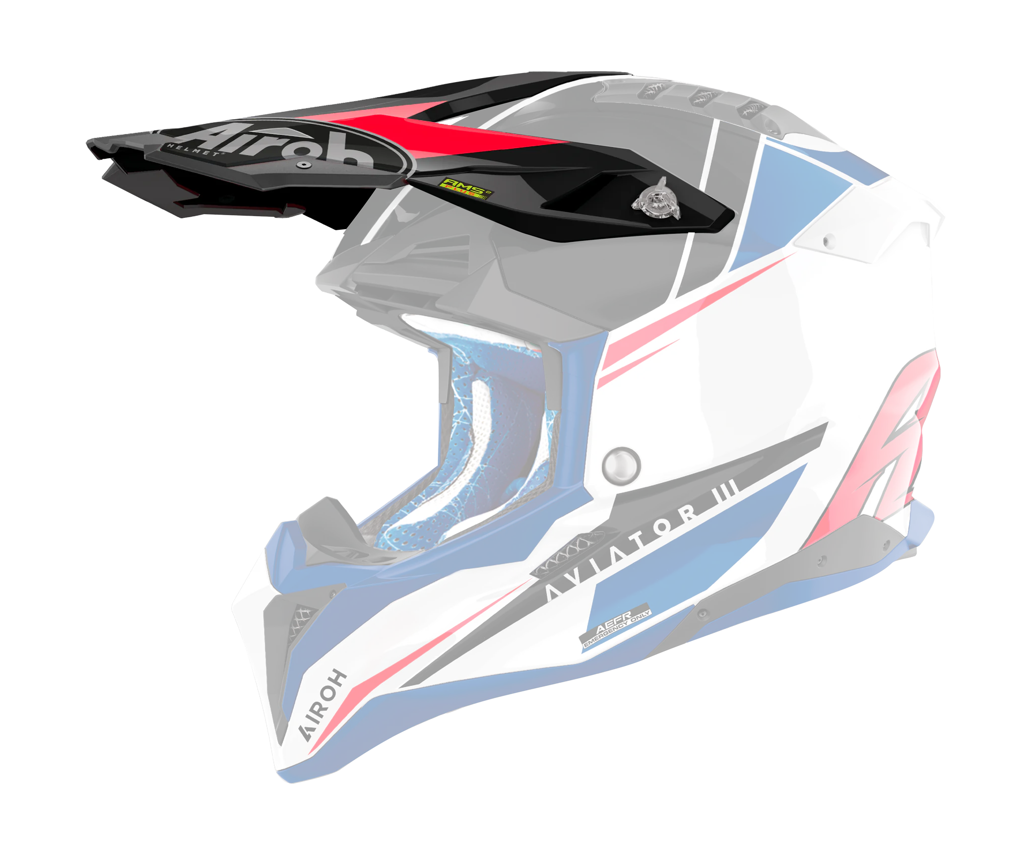 Airoh Helmet Visor Aviator 3 Push - Gloss Blue / Red