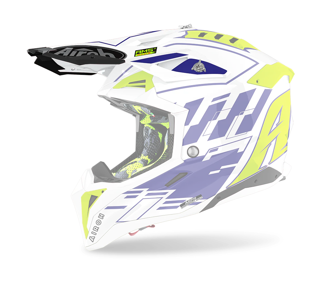 Airoh Helmet Visor Aviator 3 Rampage - Gloss Blue / White / Fluo Yellow