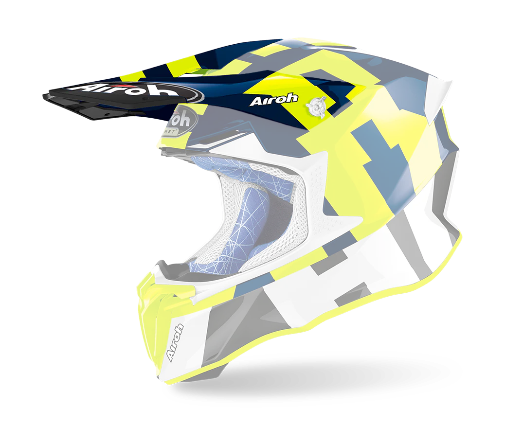 Airoh Helmet Visor Twist 2.0 Frame - Gloss Fluo Yellow / Blue / White