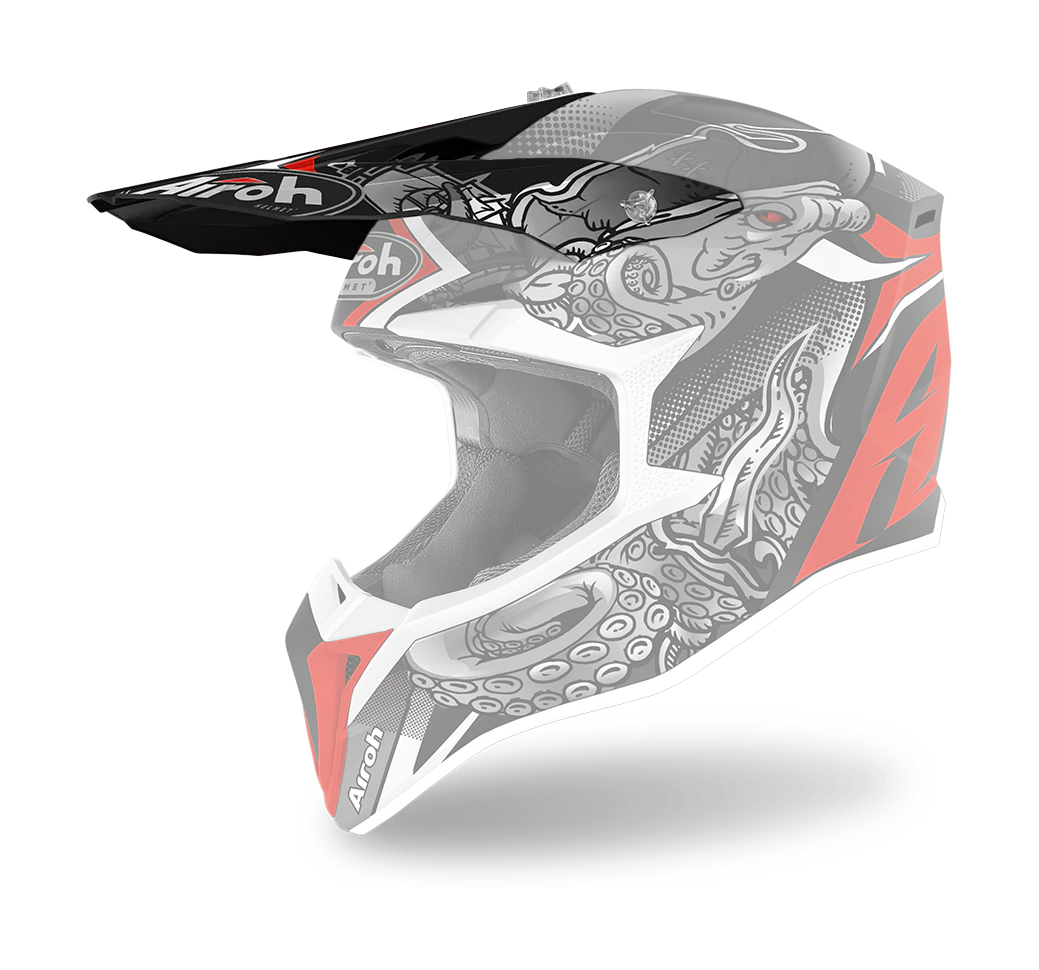 Airoh Helmet Visor Wraap Octopus - Matte Red / Grey