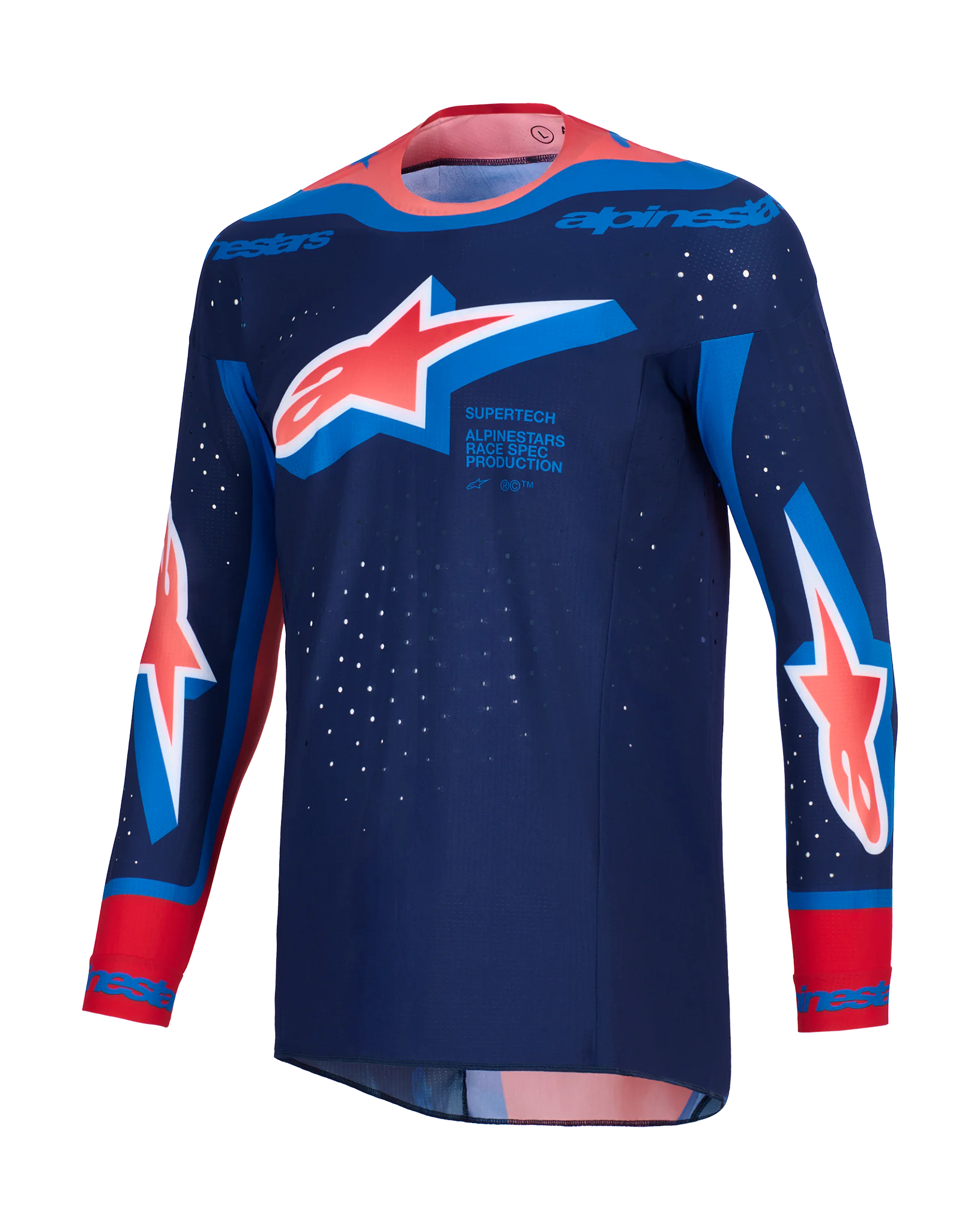 Alpinestars Motocross Jersey 2026 Supertech Vista - Dark Navy / Hot Coral / Cobalt
