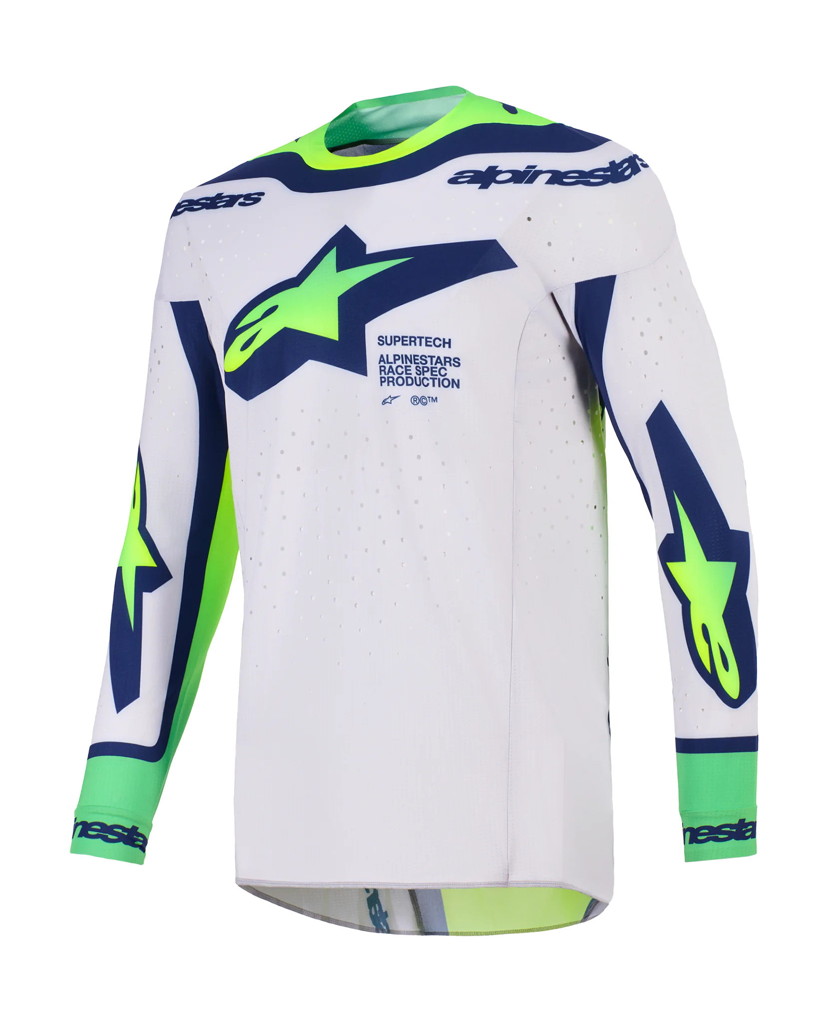 Alpinestars Motocross Gear 2026 Supertech Vista - Light Grey / Fluo Yellow / Blue