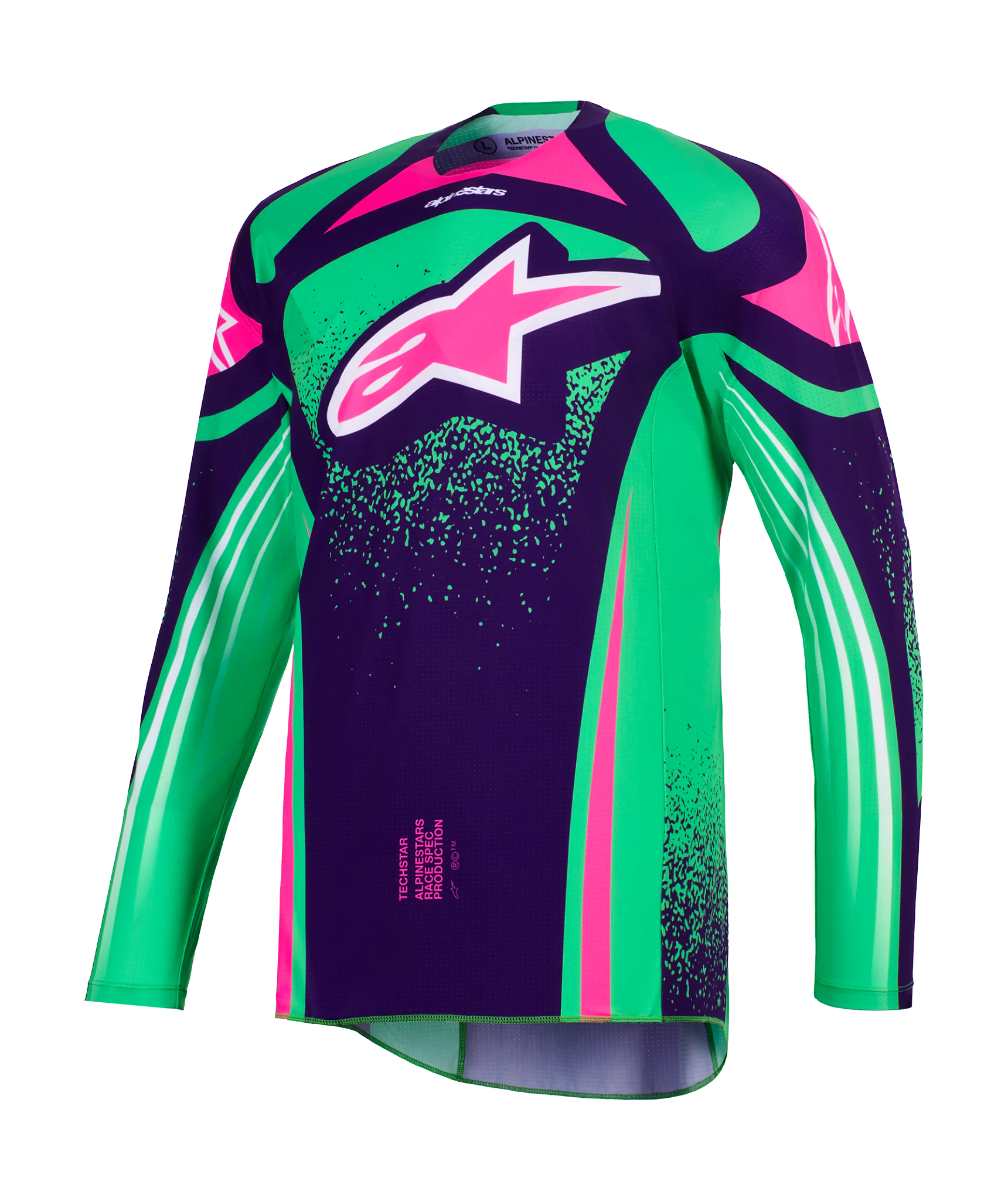 Alpinestars Motocross Jersey 2026 Techstar Nomur - Deep Purple / Green / Fluo Pink