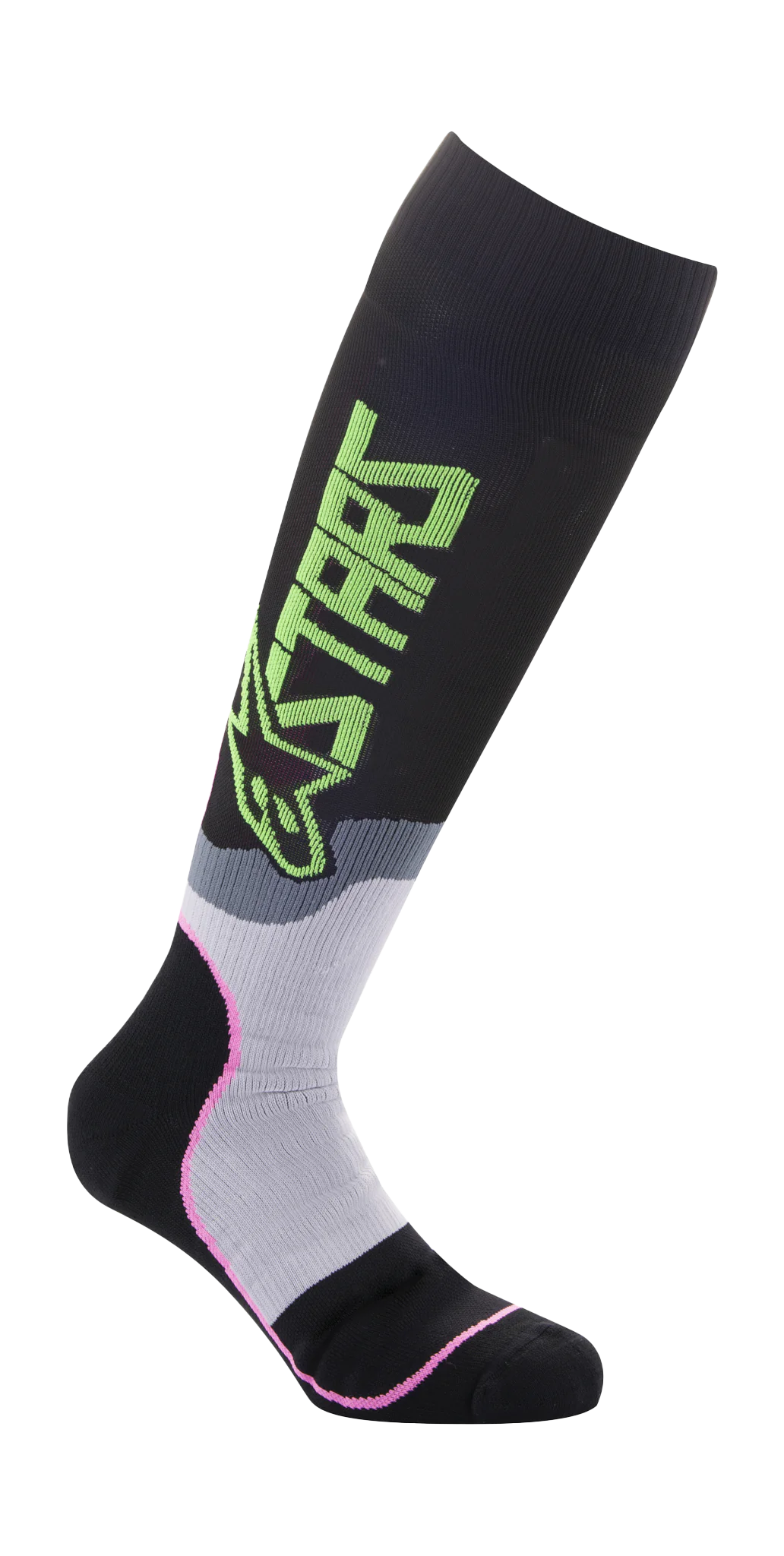 Alpinestars Motocross Socks MX PLUS-2 - Black / Green / Fluo Pink