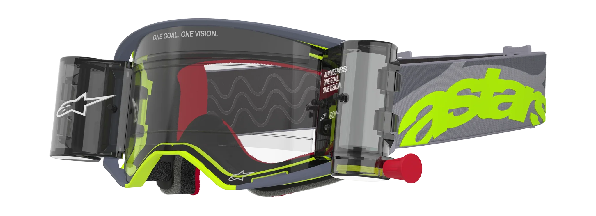 Alpinestars Motocross Goggle Roll-Off Supertech Stream - Grey / Yellow / Black - Clear