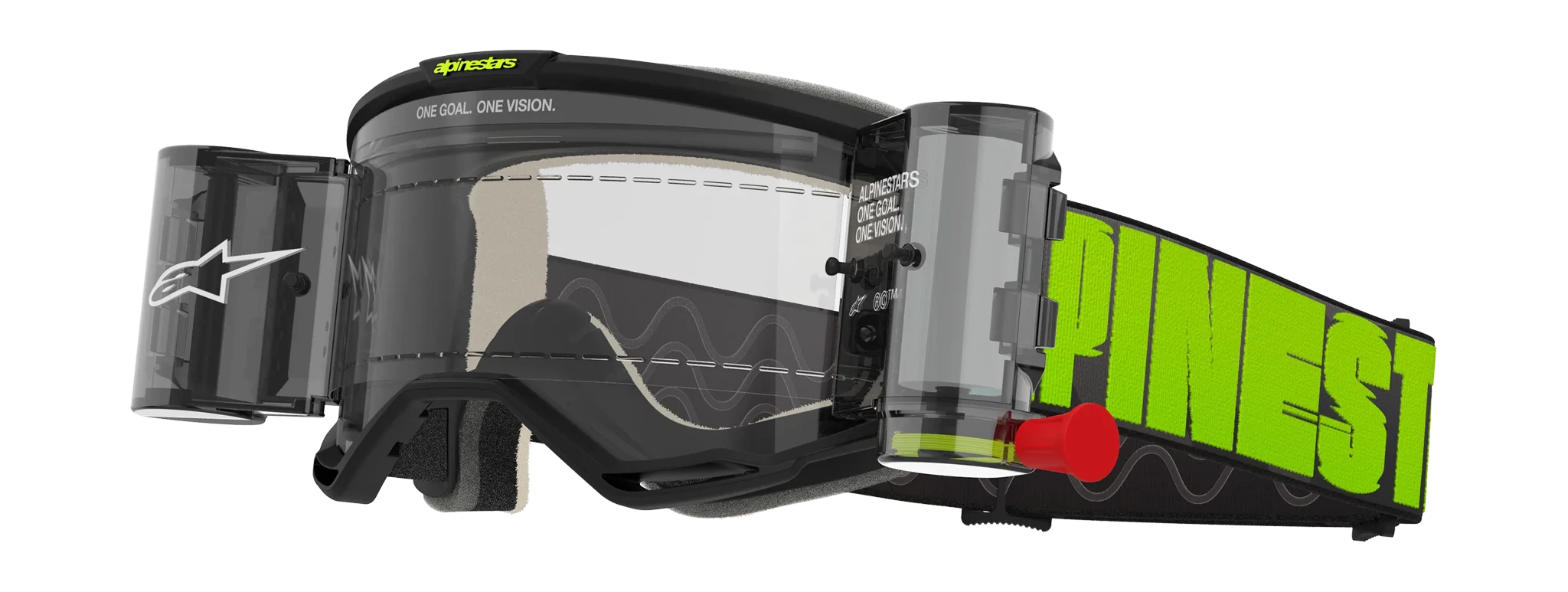 Alpinestars Motocross Goggle Roll-Off Vision 5 Hollow - Charcoal / Fluo Yellow - Clear