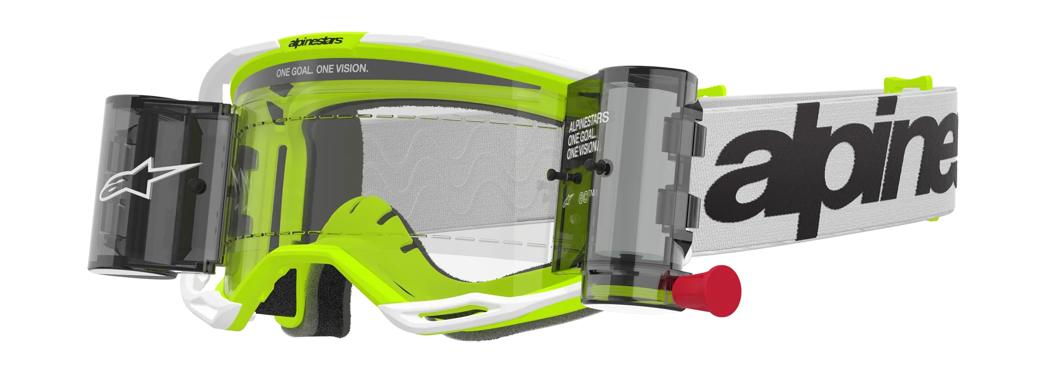 Alpinestars Motocross Goggle Roll-Off Vision 8 Wordmark - White / Fluo Yellow - Clear