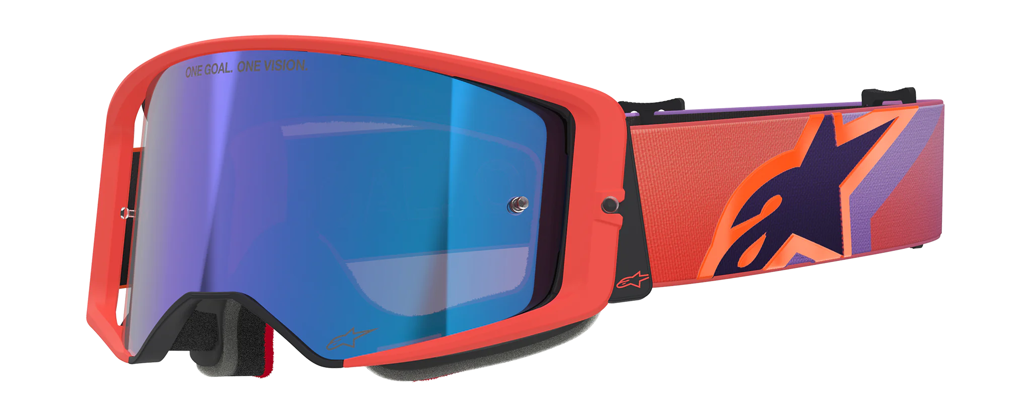 Alpinestars Motocross Goggle Supertech Corp - Hot Coral / Purple - Mirror Blue