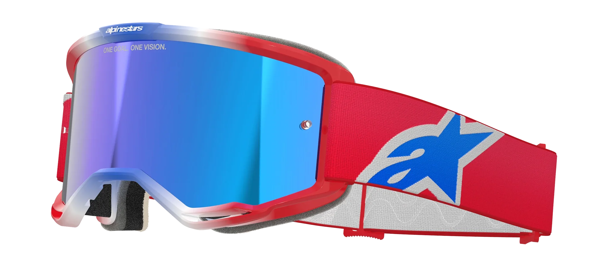 Alpinestars Motocross Goggle Vision 5 Corp - Red / White / Blue - Mirror Blue