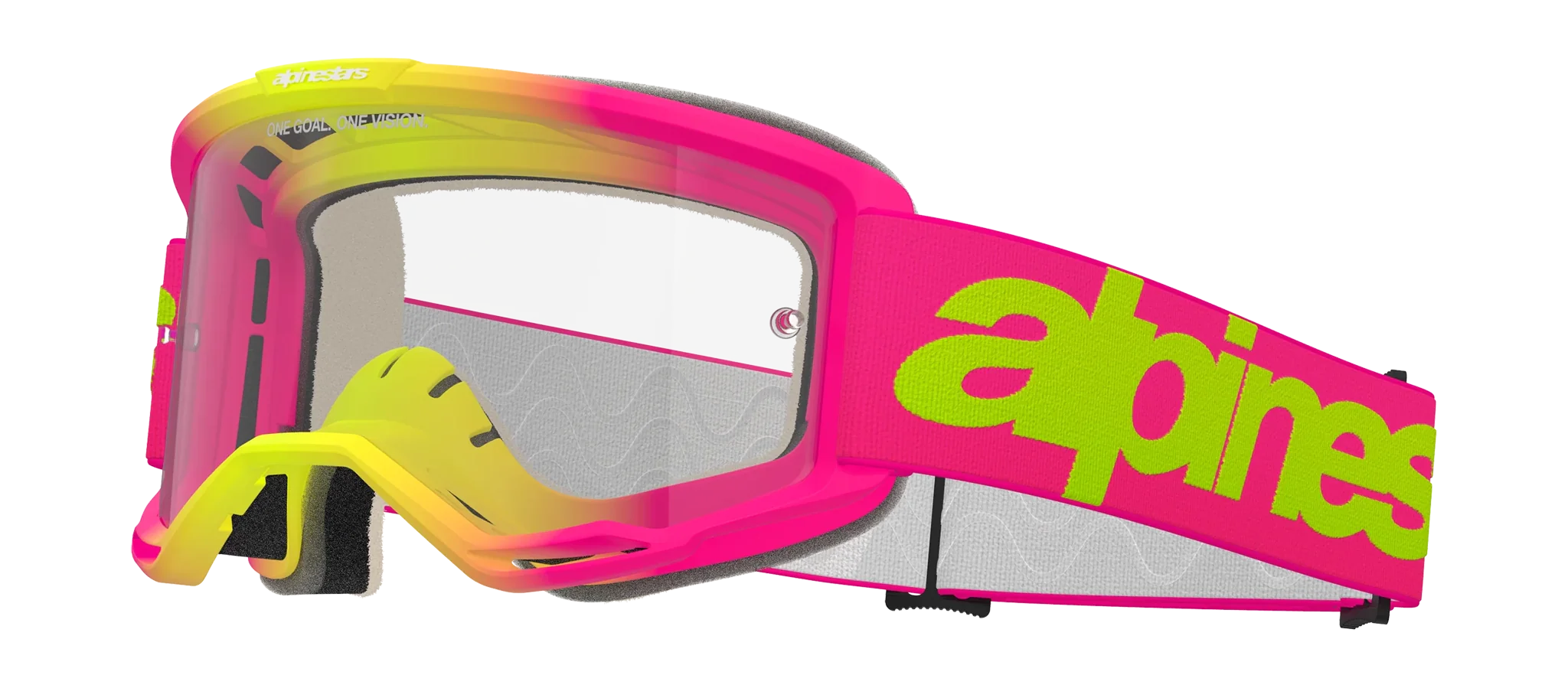 Alpinestars Motocross Goggle Vision 5 Wordmark - Pink / Fluo Yellow - Clear