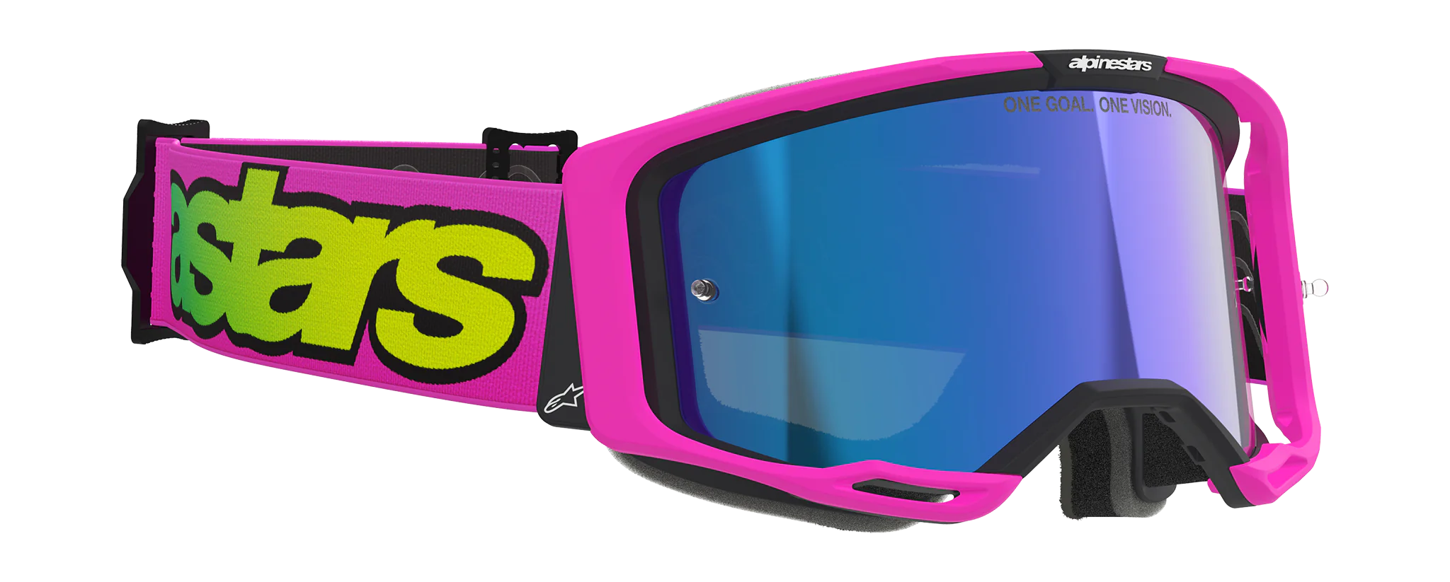 Alpinestars Motocross Goggle Vision 8 Vista - Fluo Pink / Fluo Yellow - Mirror Blue