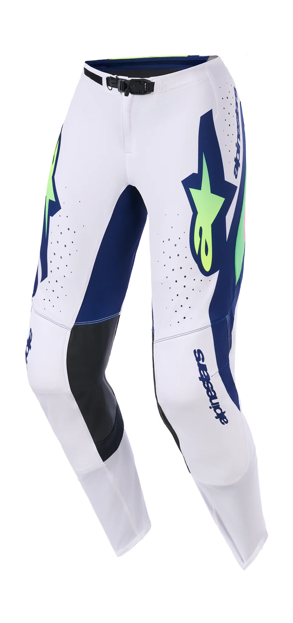 Alpinestars Motocross Pants 2026 Supertech Vista - Light Grey / Fluo Yellow / Blue