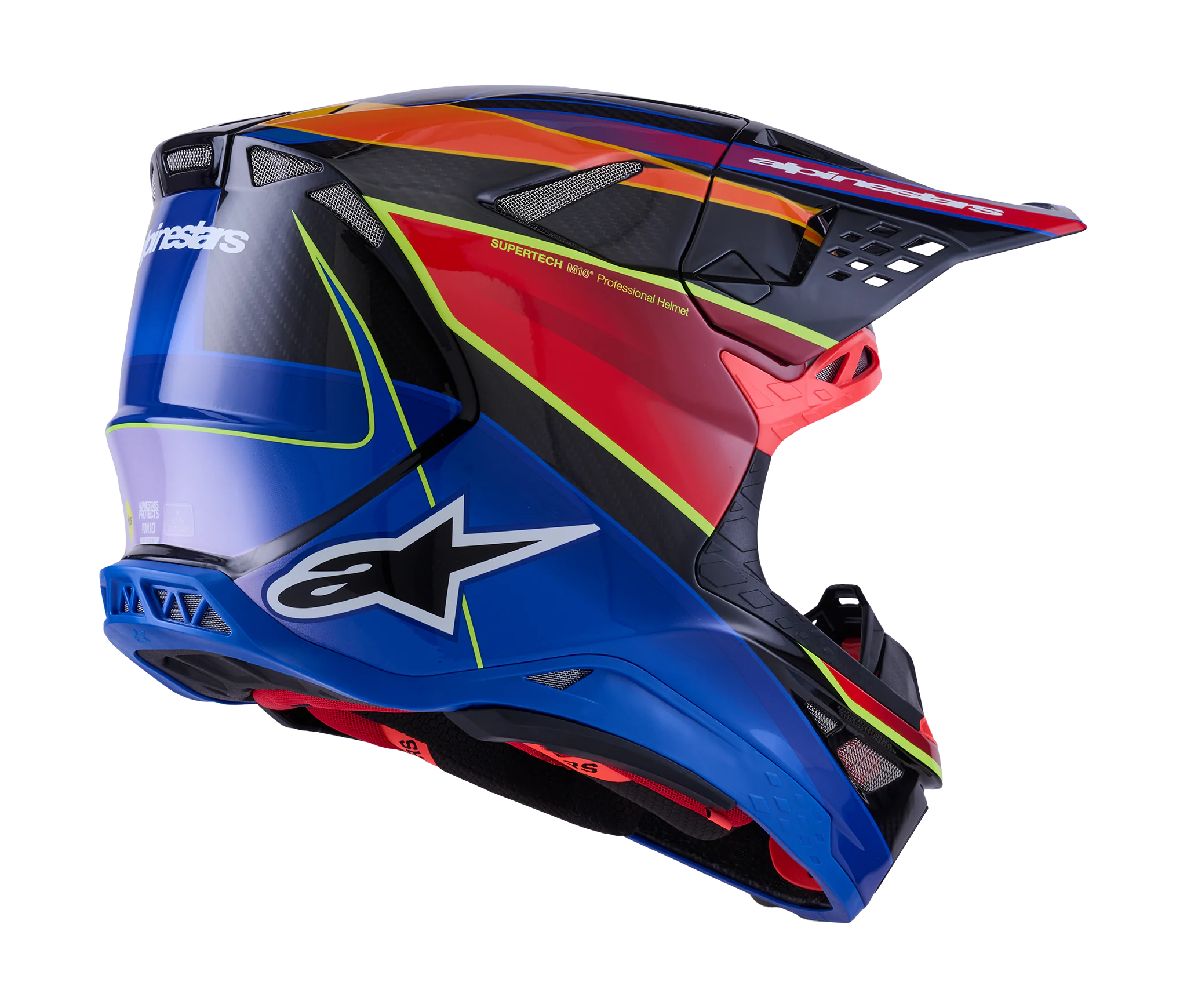 Alpinestars Motocross Helmet S-M10 Era - Blue / Red / Fluo Yellow