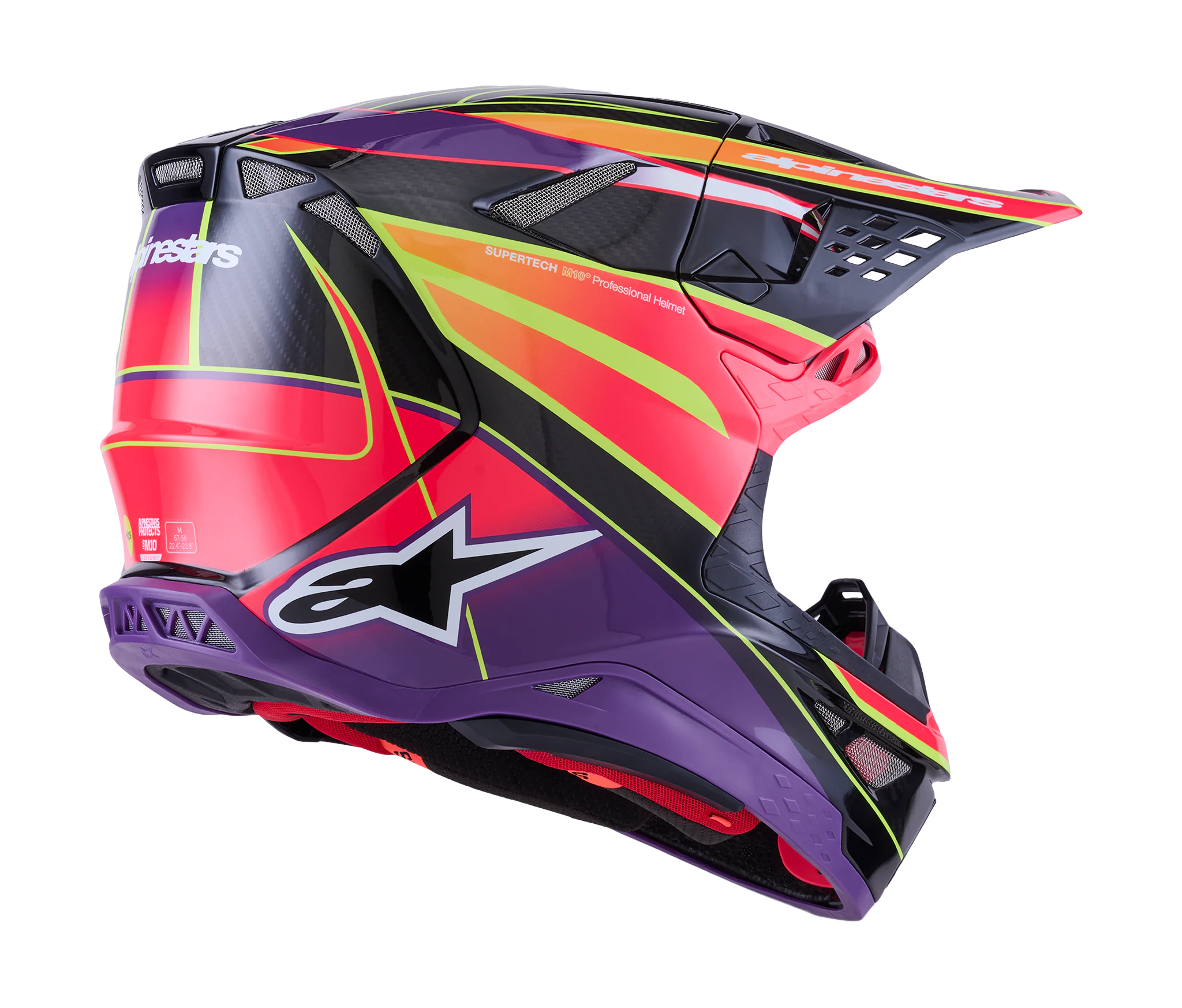 Alpinestars Motocross Helmet S-M10 Era - Pink / Violet / Fluo Yellow