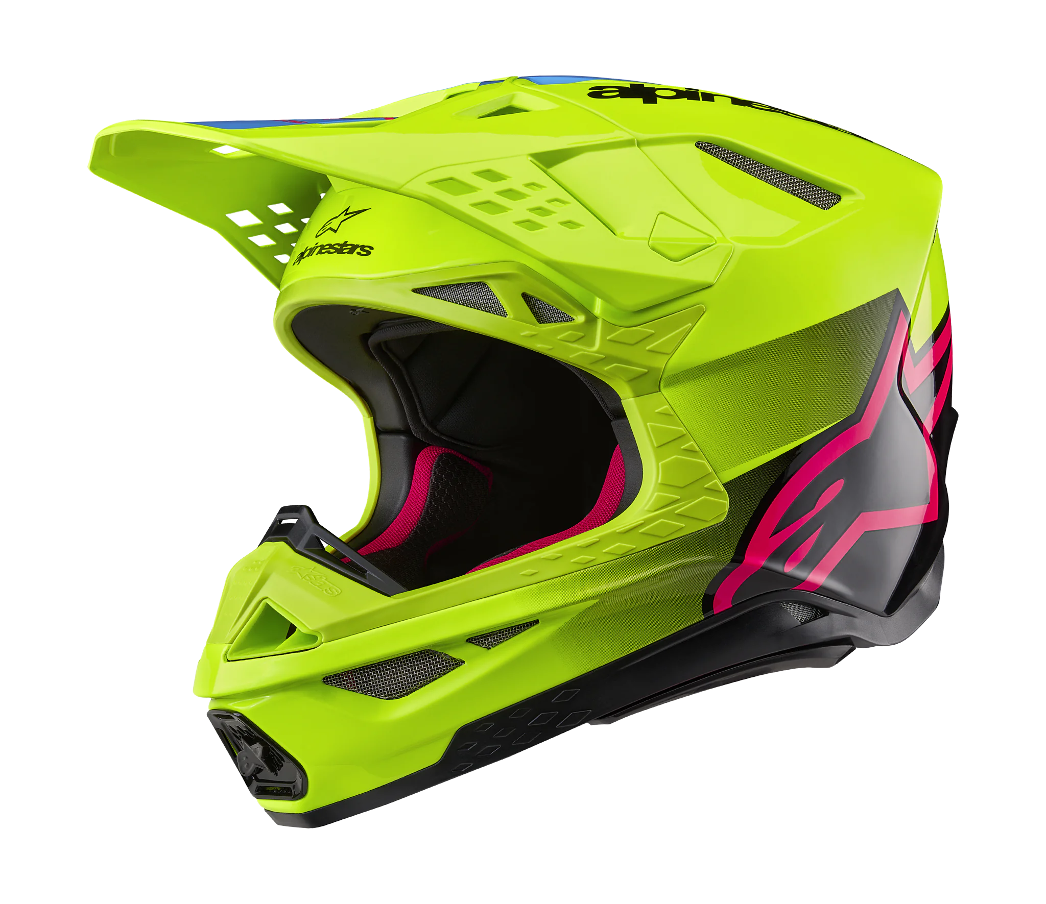 Alpinestars Motocross Helmet S-M10 Unite - Gloss Fluo Yellow / Black / Diva Pink