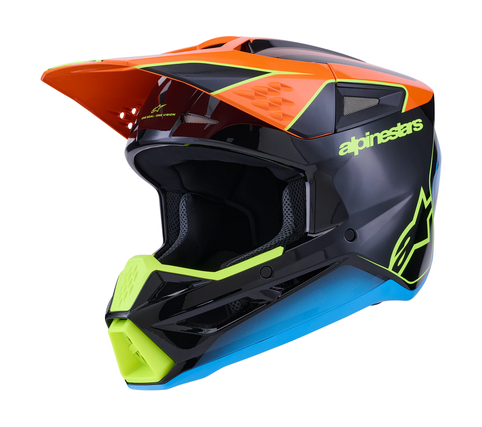 Alpinestars Motocross Helmet S-M3 Fray - Black / Orange / Fluo Yellow