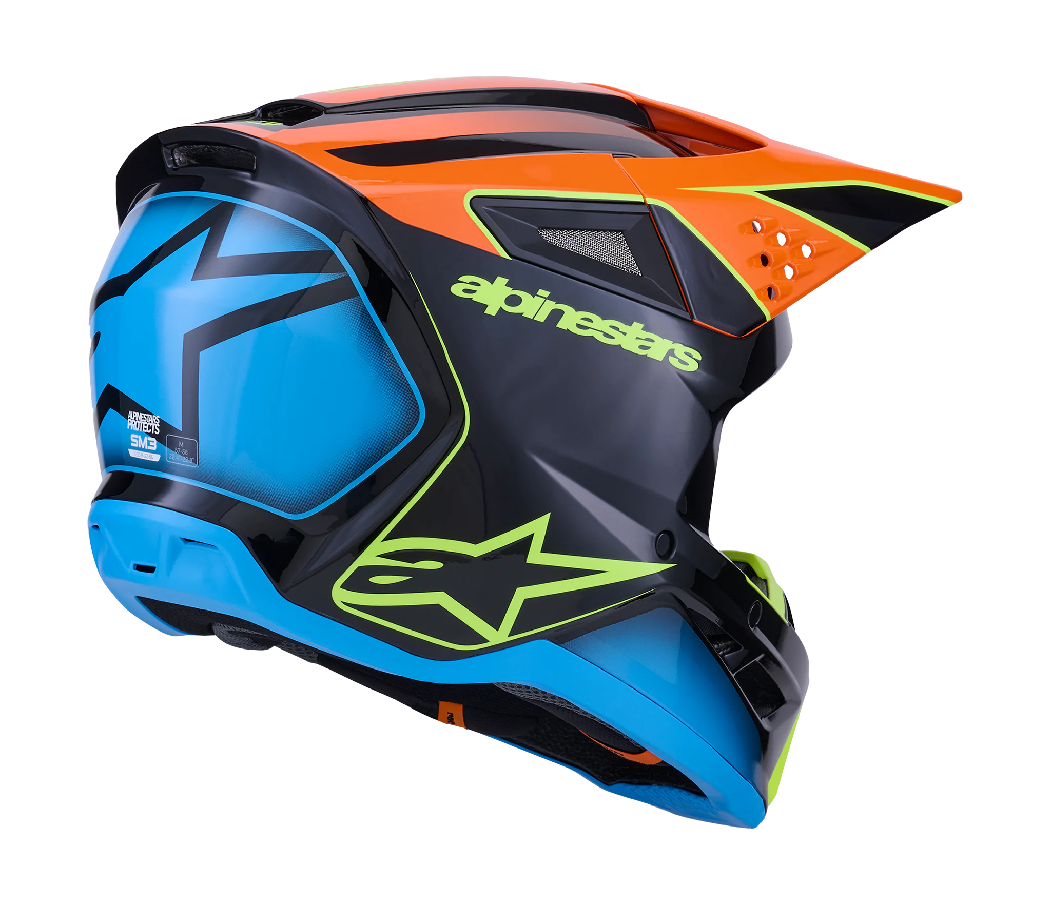 Alpinestars Motocross Helmet S-M3 Fray - Black / Orange / Fluo Yellow