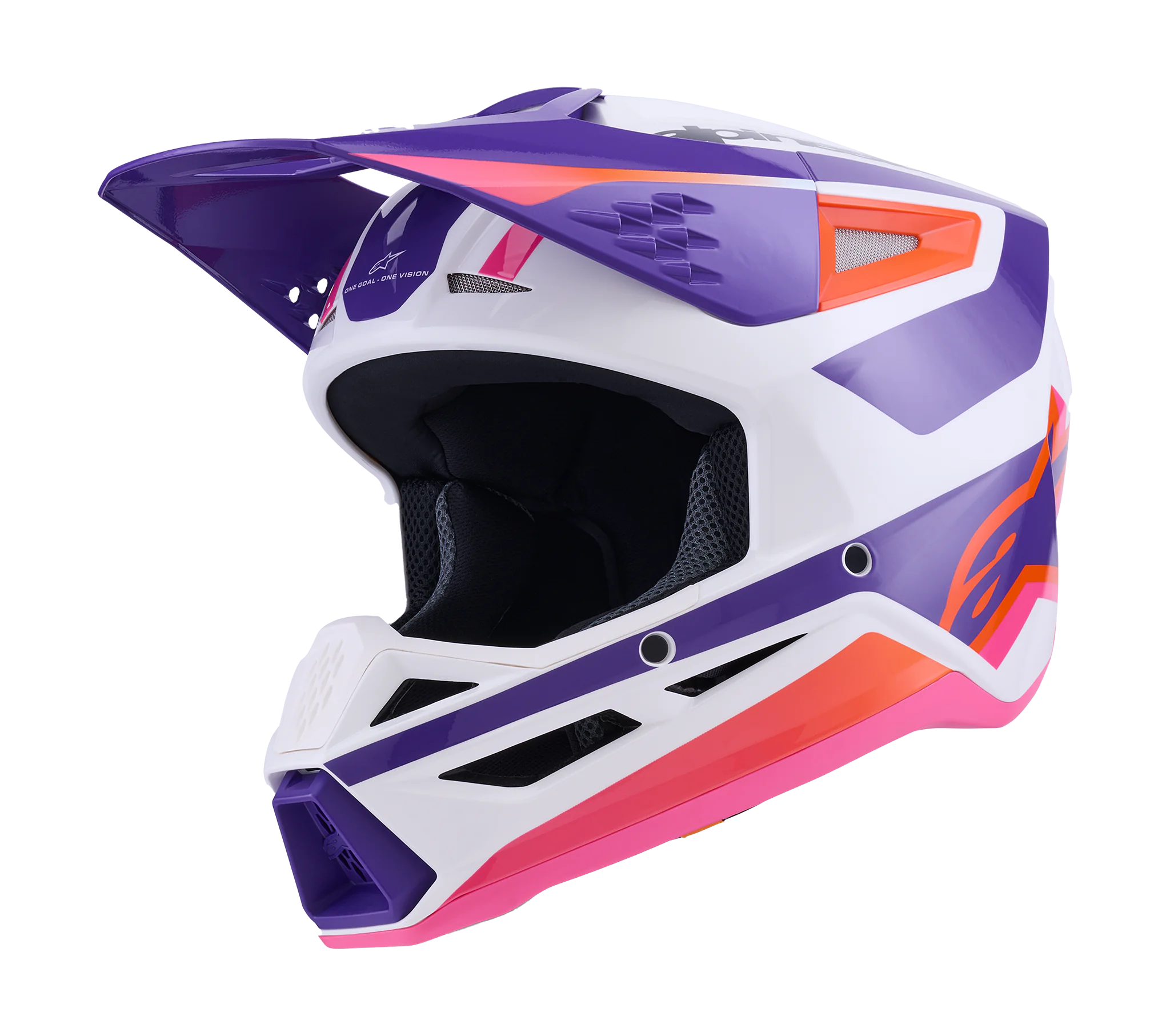 Alpinestars Motocross Helmet S-M3 Heat - White / Purple / Pink