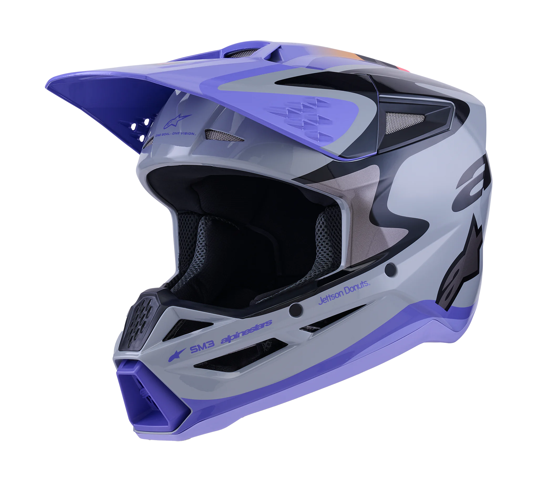 Alpinestars Motocross Helmet S-M3 Jettson - Grey / Purple / Black