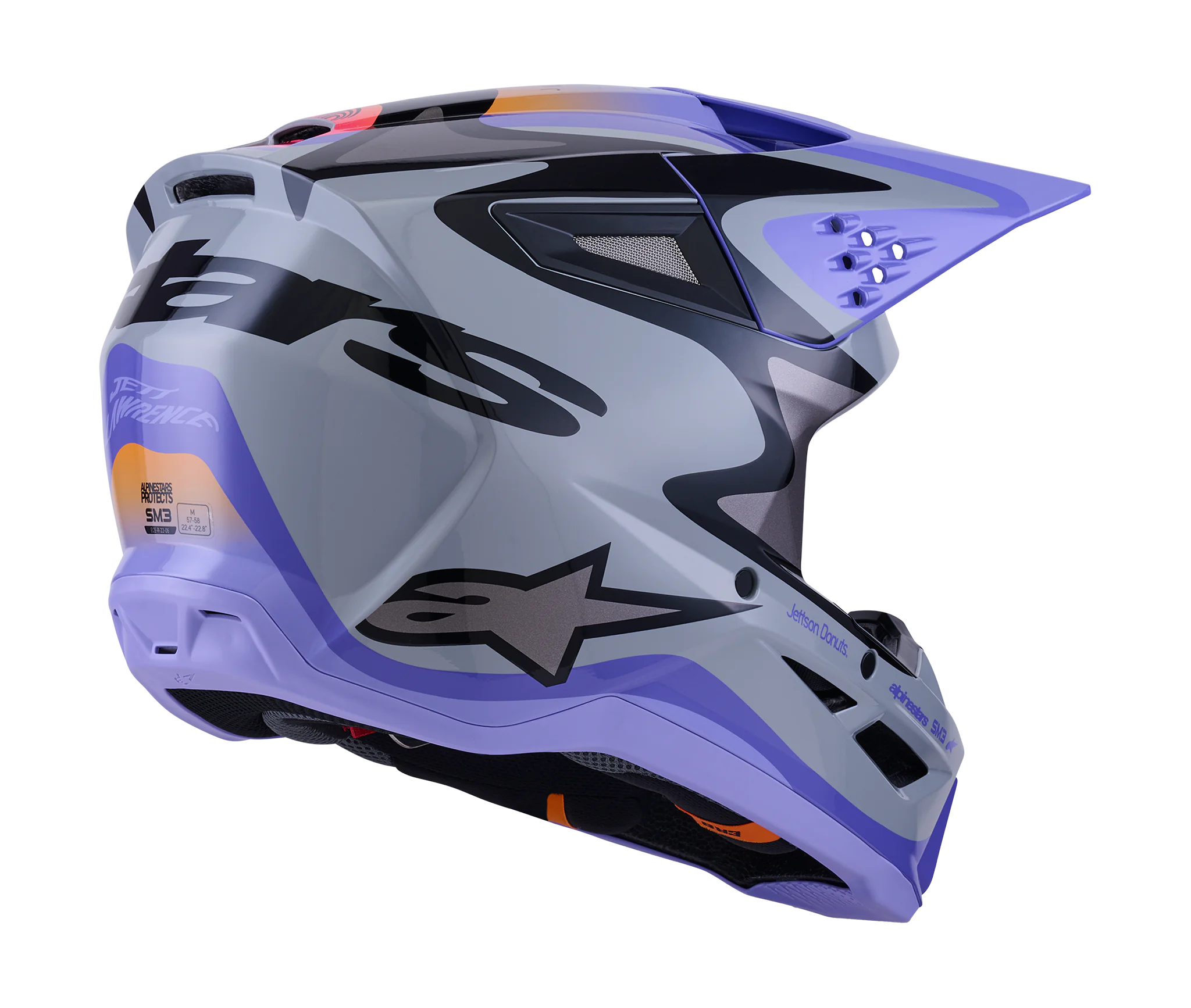 Alpinestars Motocross Helmet S-M3 Jettson - Grey / Purple / Black