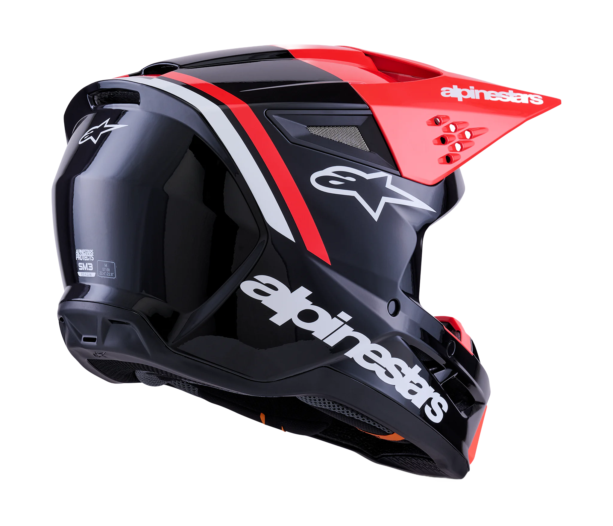 Alpinestars Motocross Helmet S-M3 Radium - Black / Fluo Red / White
