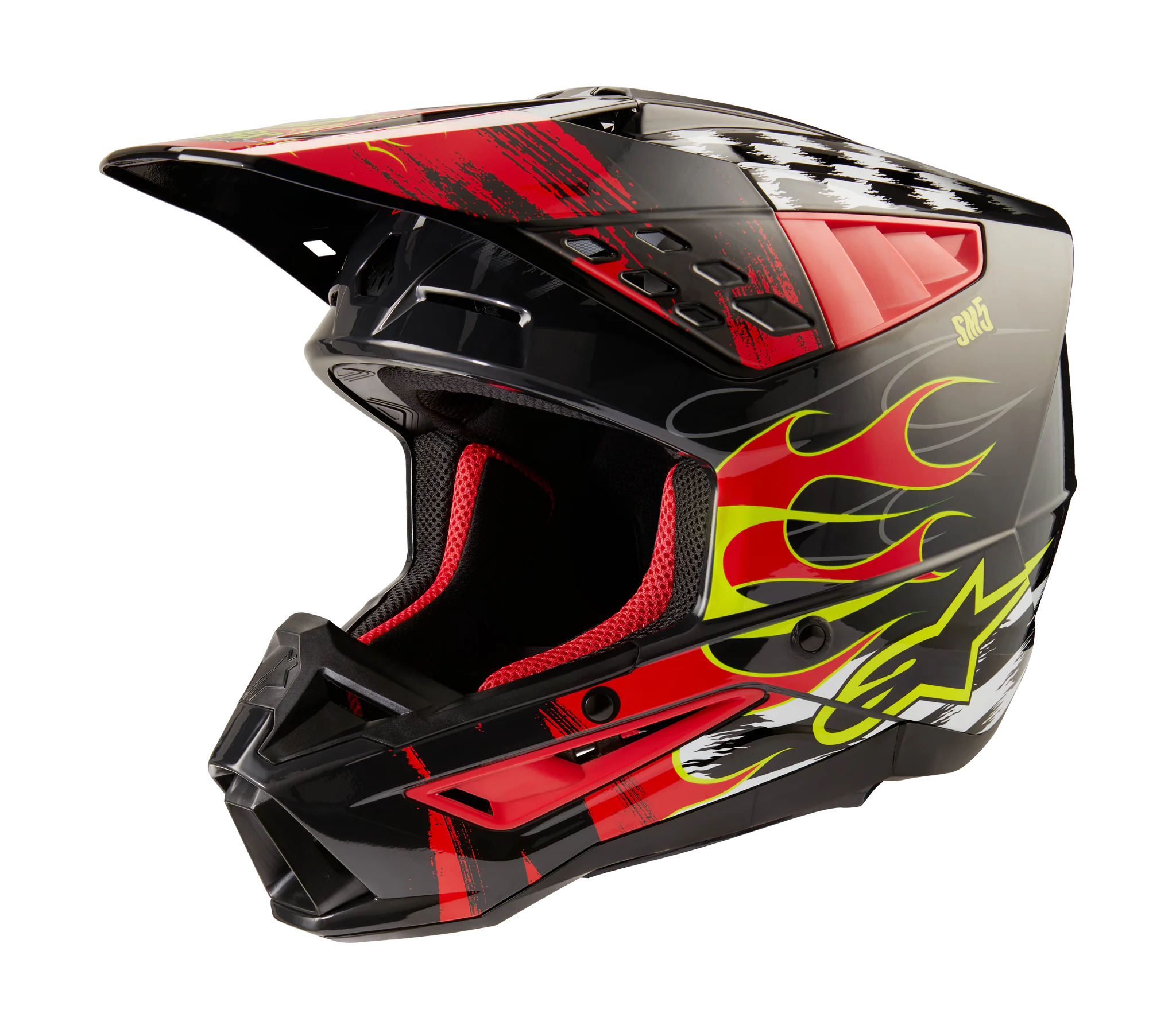 Alpinestars Motocross Helmet S-M5 Rash - Gloss Dark Grey / Red