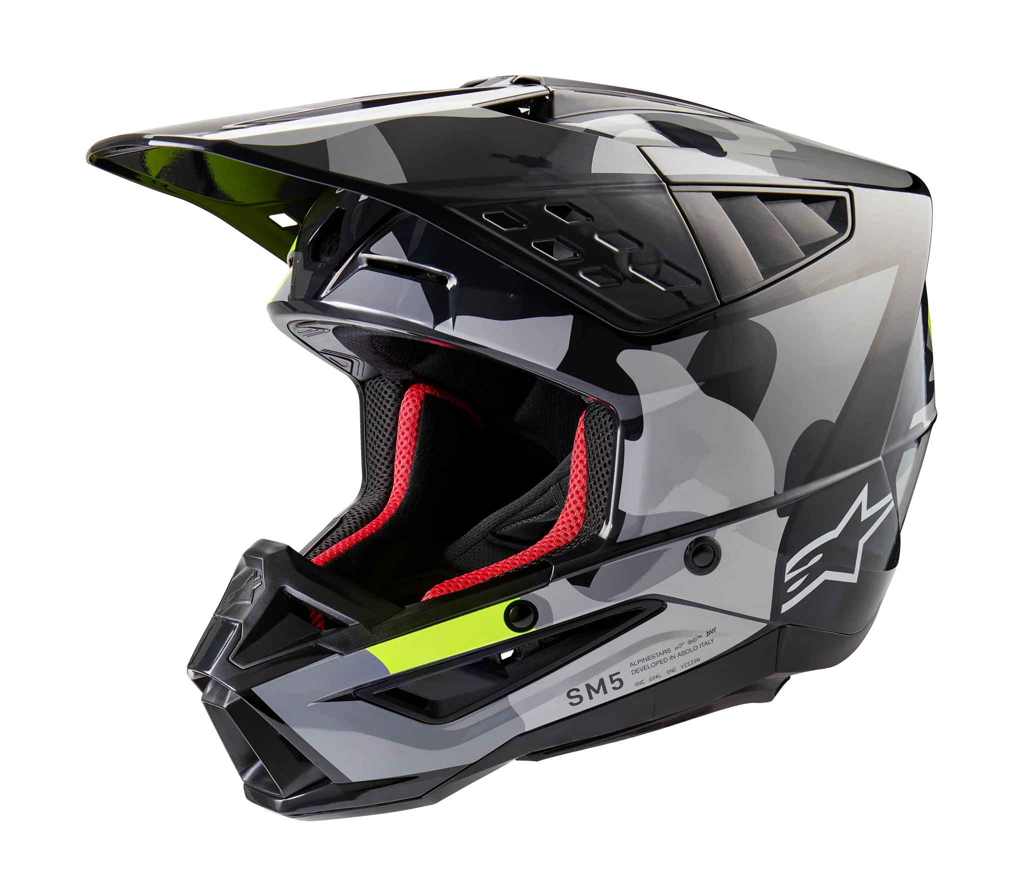 Alpinestars Motocross Helmet S-M5 Rover 2 - Gloss Dark Grey / Fluo Yellow