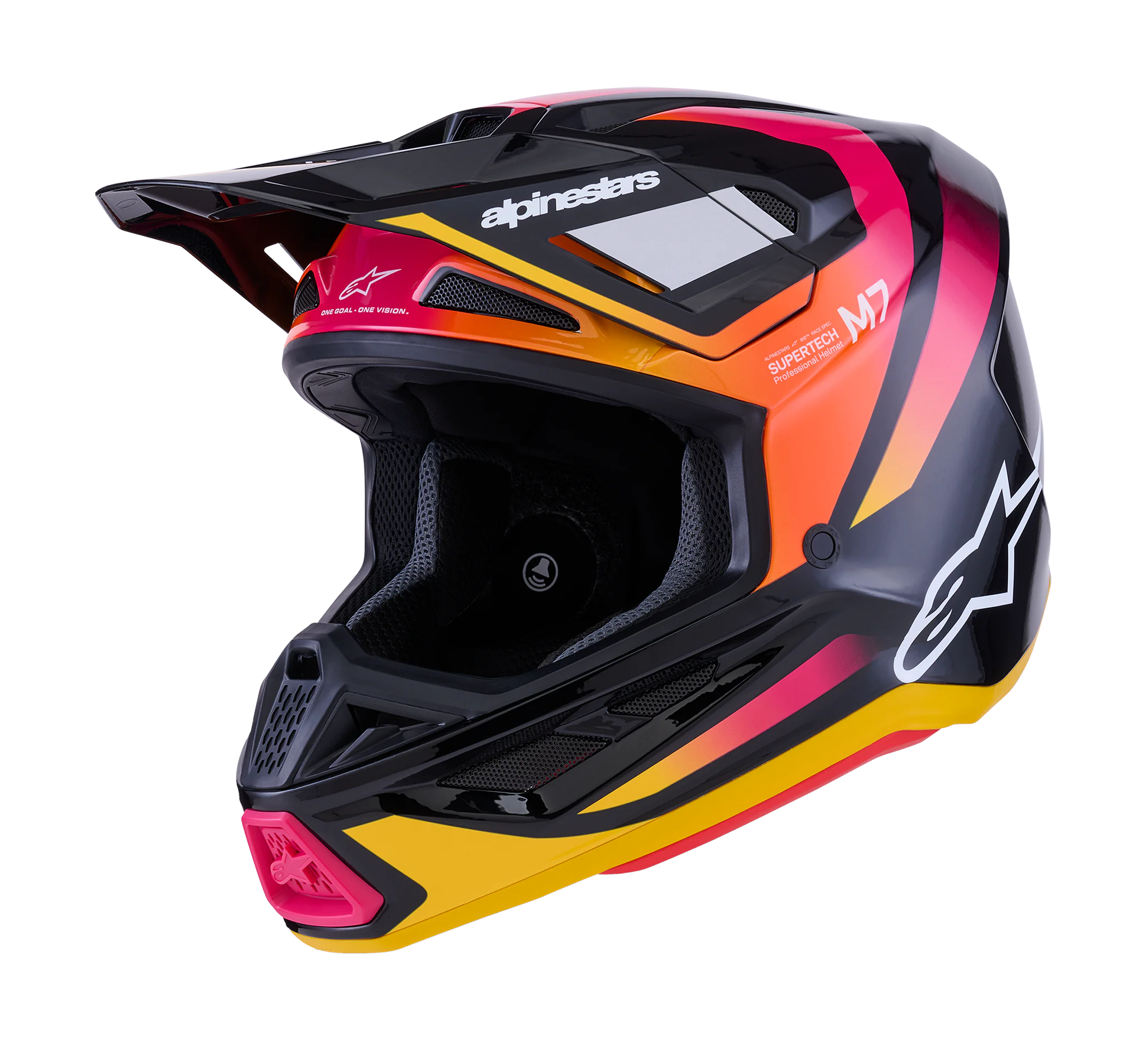 Alpinestars Motocross Helmet S-M7 Rise - Black / Yellow / Pink